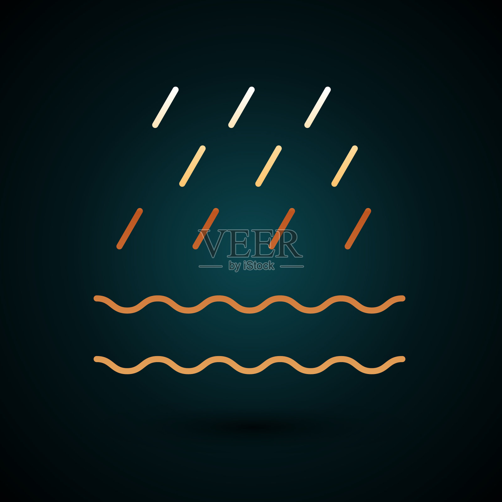 金色线雨波图标孤立在黑暗插画图片素材