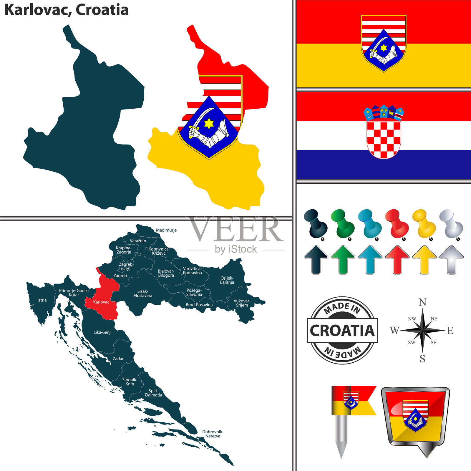 地图karlovac克罗地亚插画图片素材