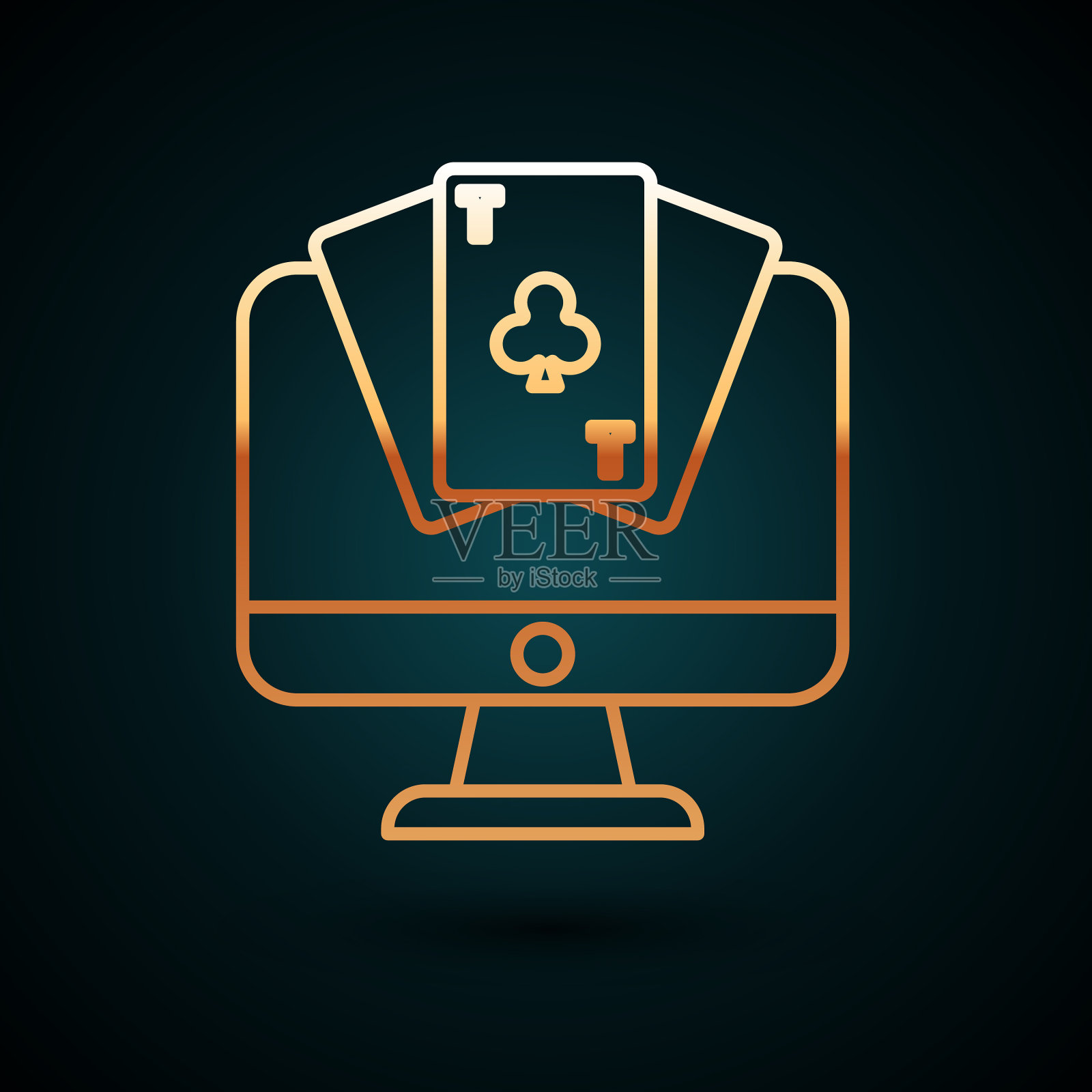 金线在线扑克桌游图标隔离上插画图片素材