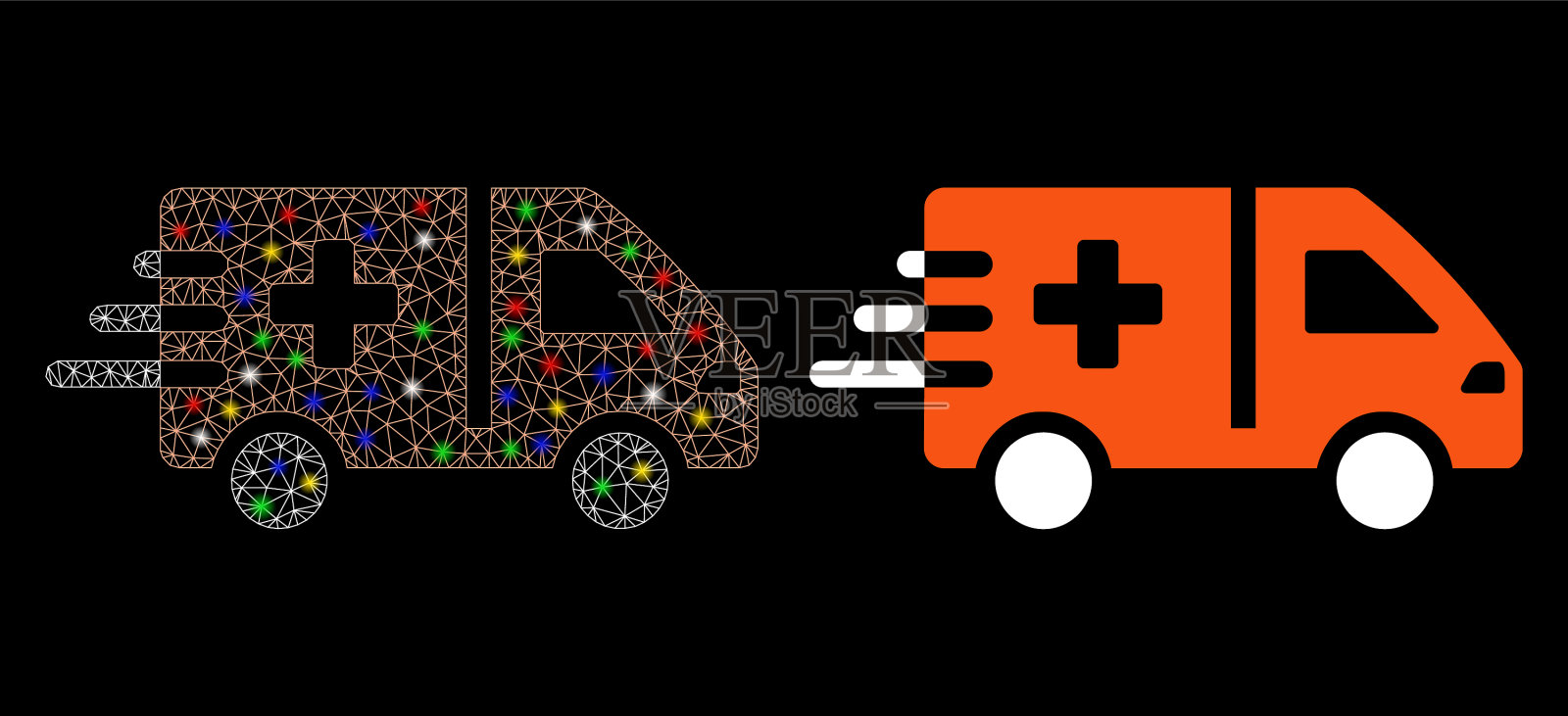 耀斑网格2d紧急汽车图标耀斑点插画图片素材