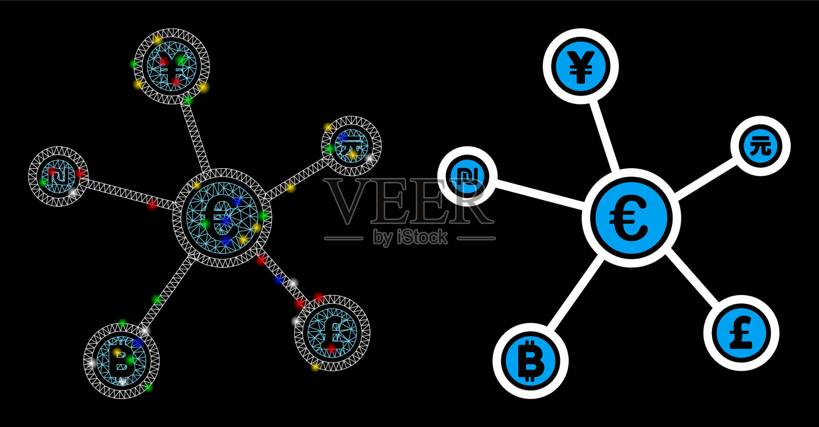 Flare mesh 2d欧元金融网络链接图标插画图片素材