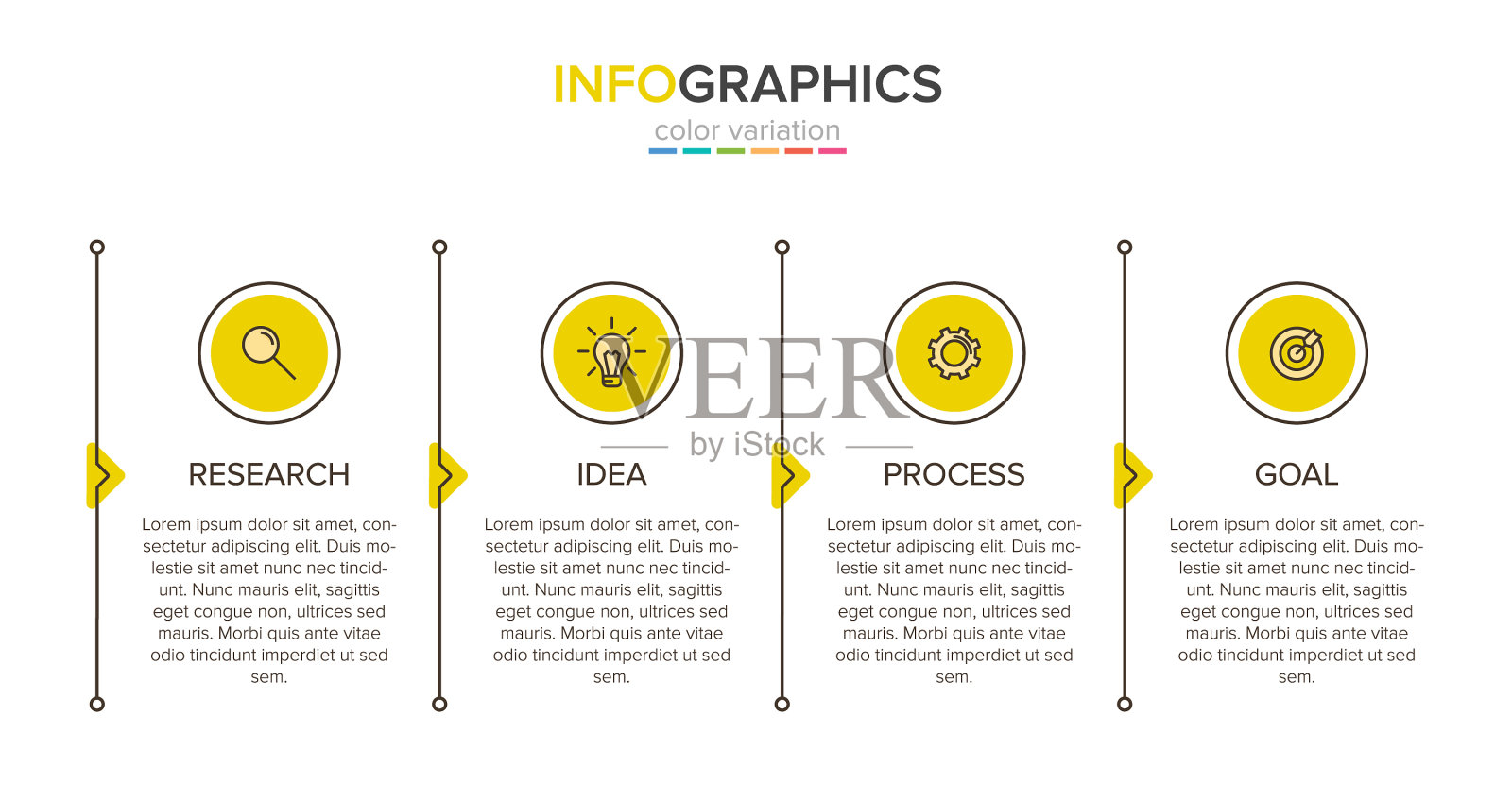 信息图形设计与图标和4个选项或插画图片素材