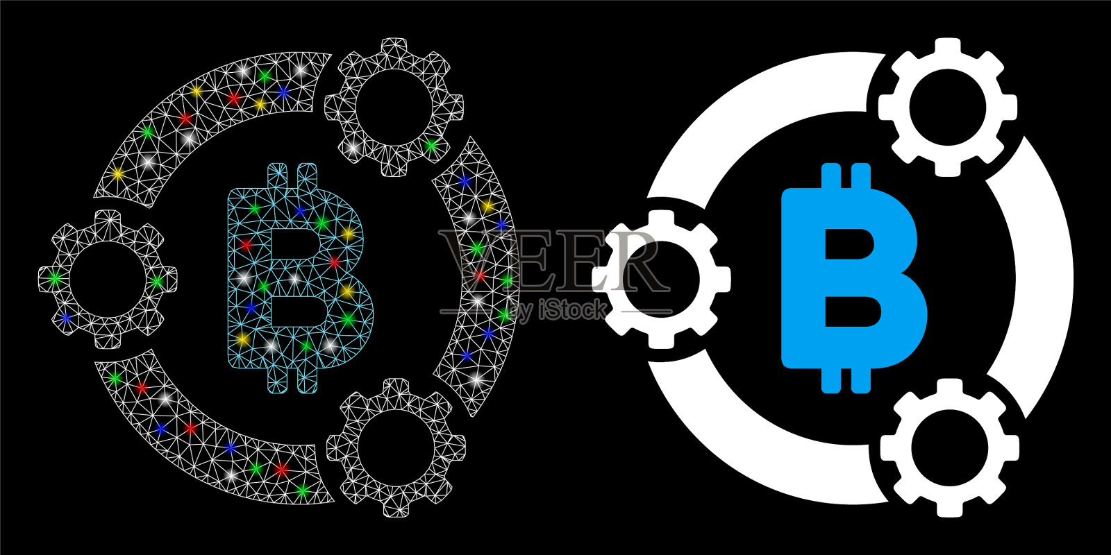 Flare网体比特币池协作图标插画图片素材