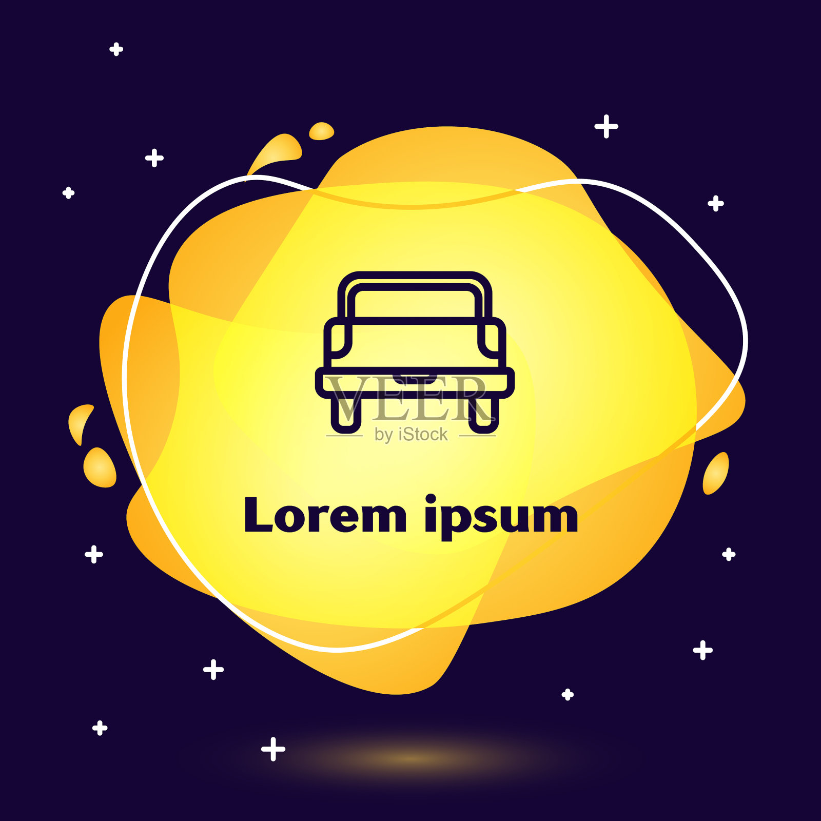 黑色线皮卡图标孤立在深蓝色插画图片素材