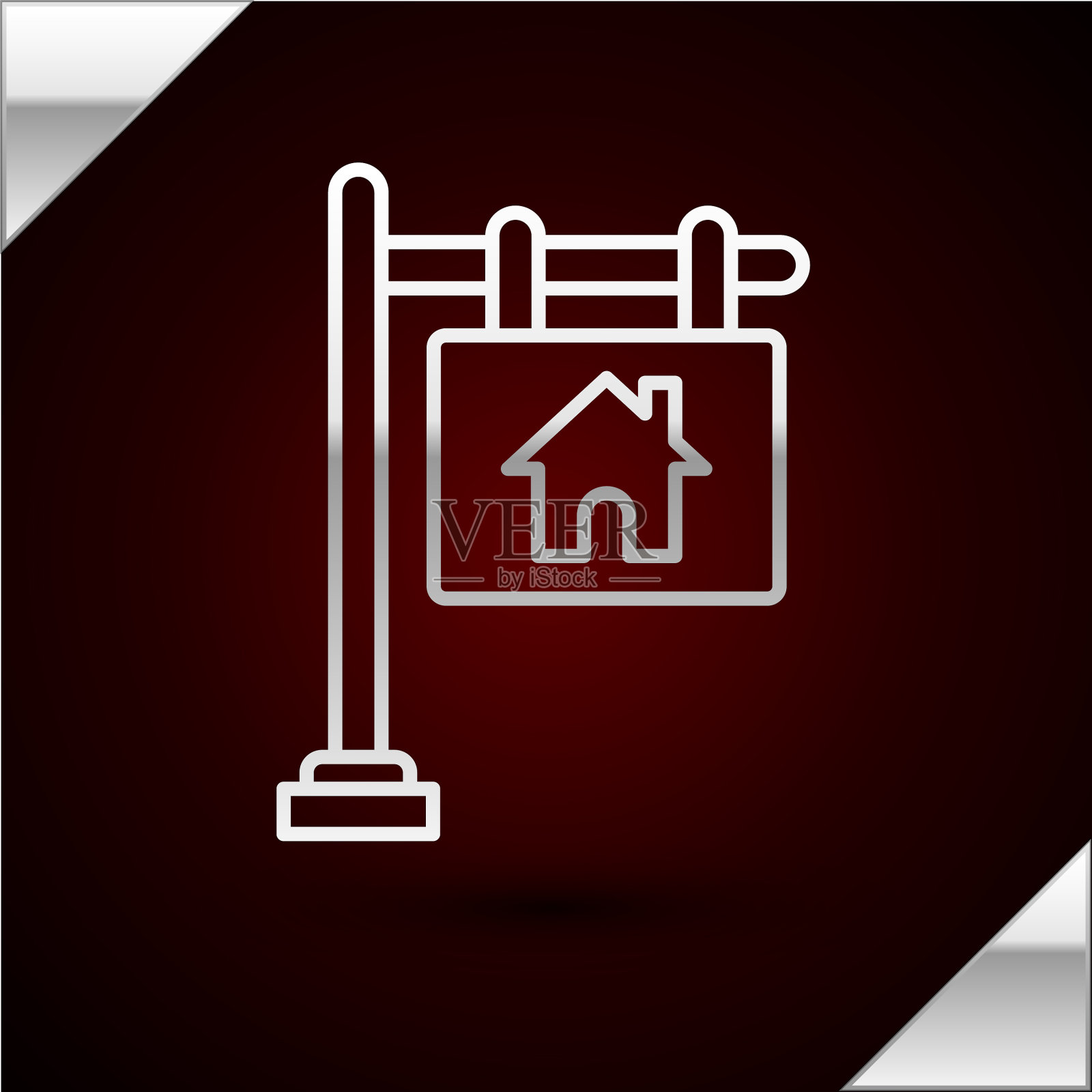 银线上挂着文字销售图标的标志插画图片素材