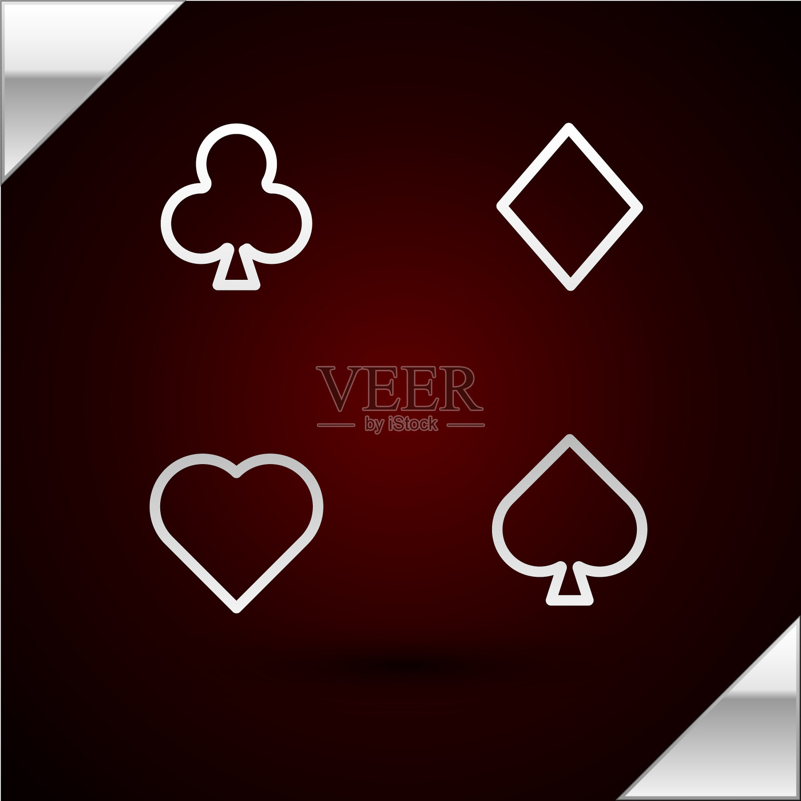 纸牌上的银线图标孤立在黑暗中图标素材