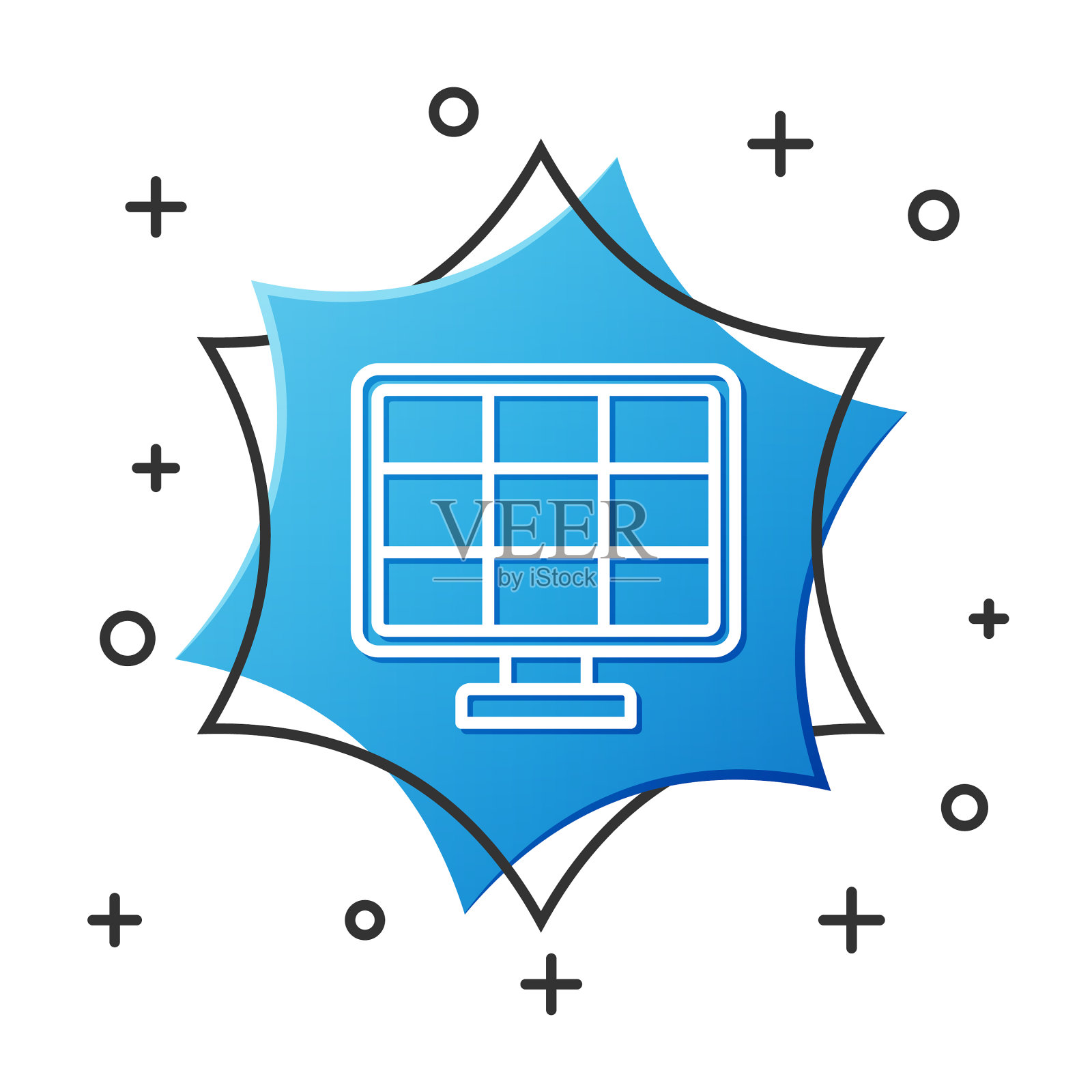 白线太阳能电池板图标隔离图标素材