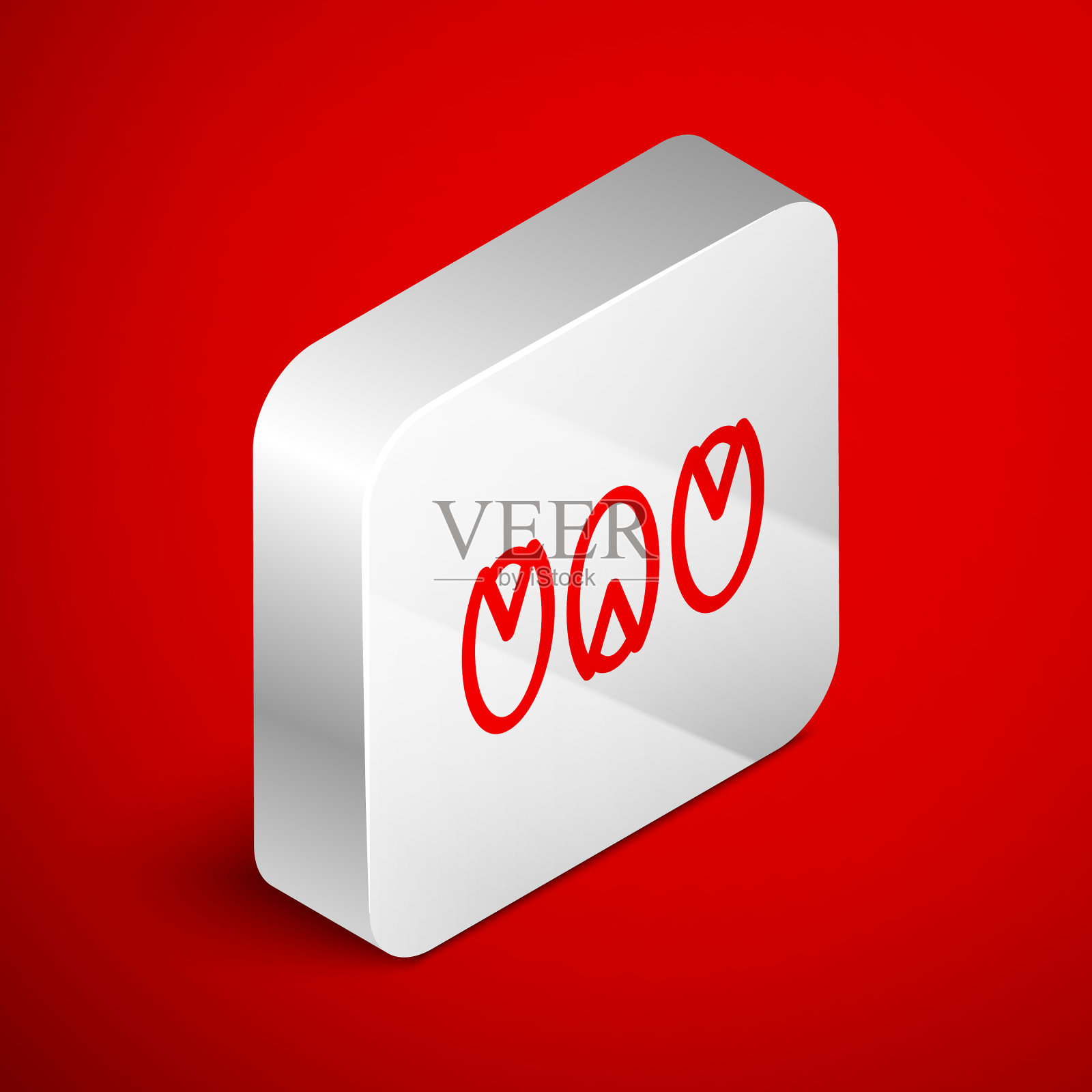 等距线开心果图标孤立在红色图标素材