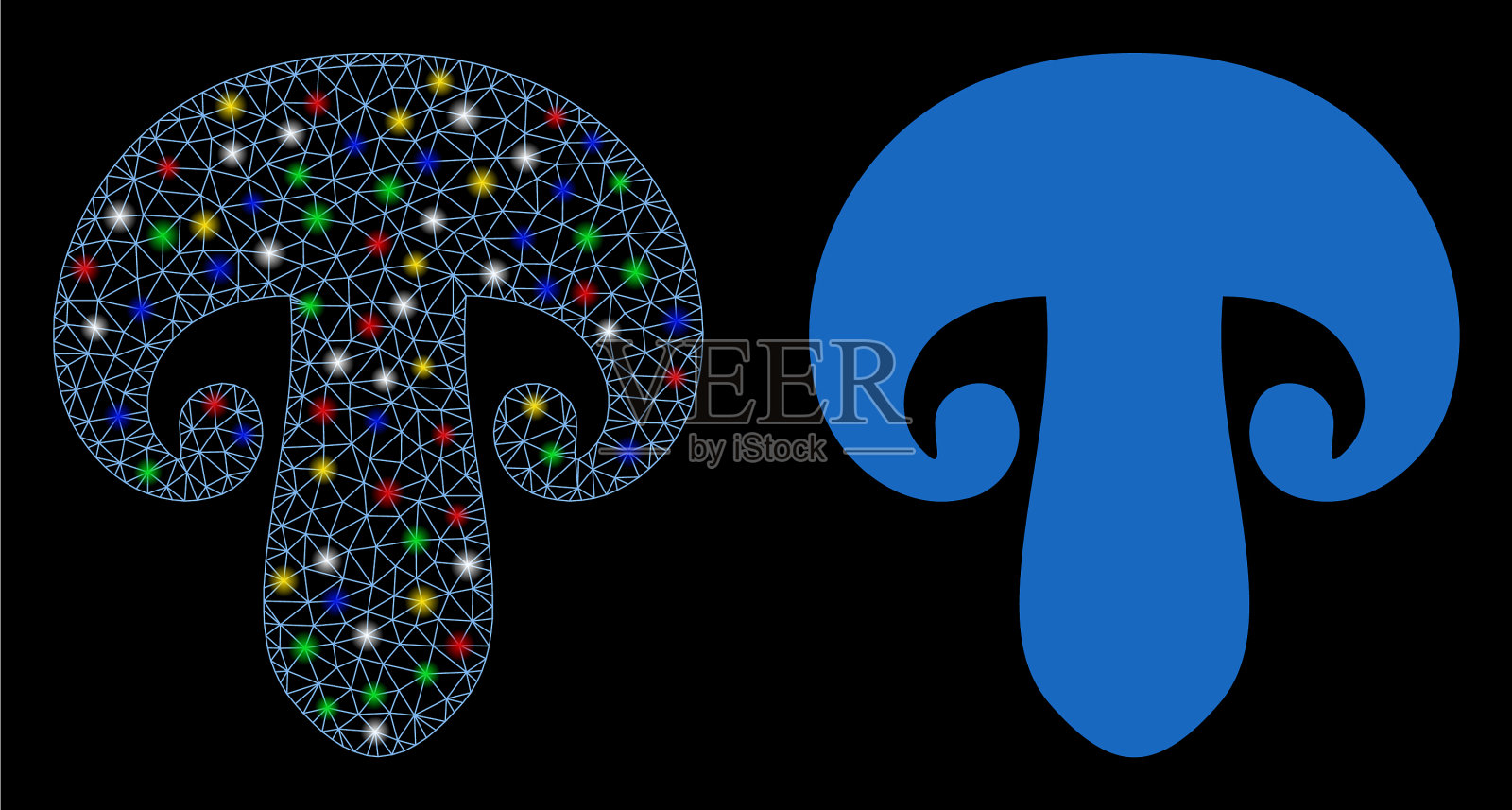 耀斑网格2d香槟蘑菇图标耀斑插画图片素材