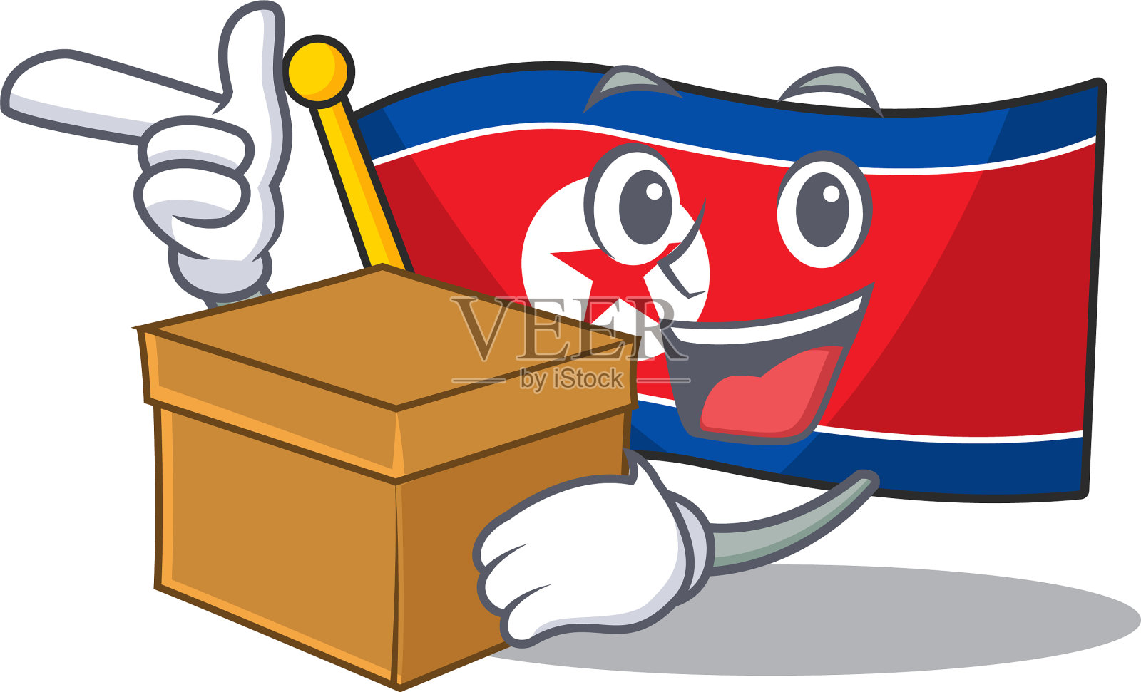 国旗北韩卷轴卡通人物带来插画图片素材