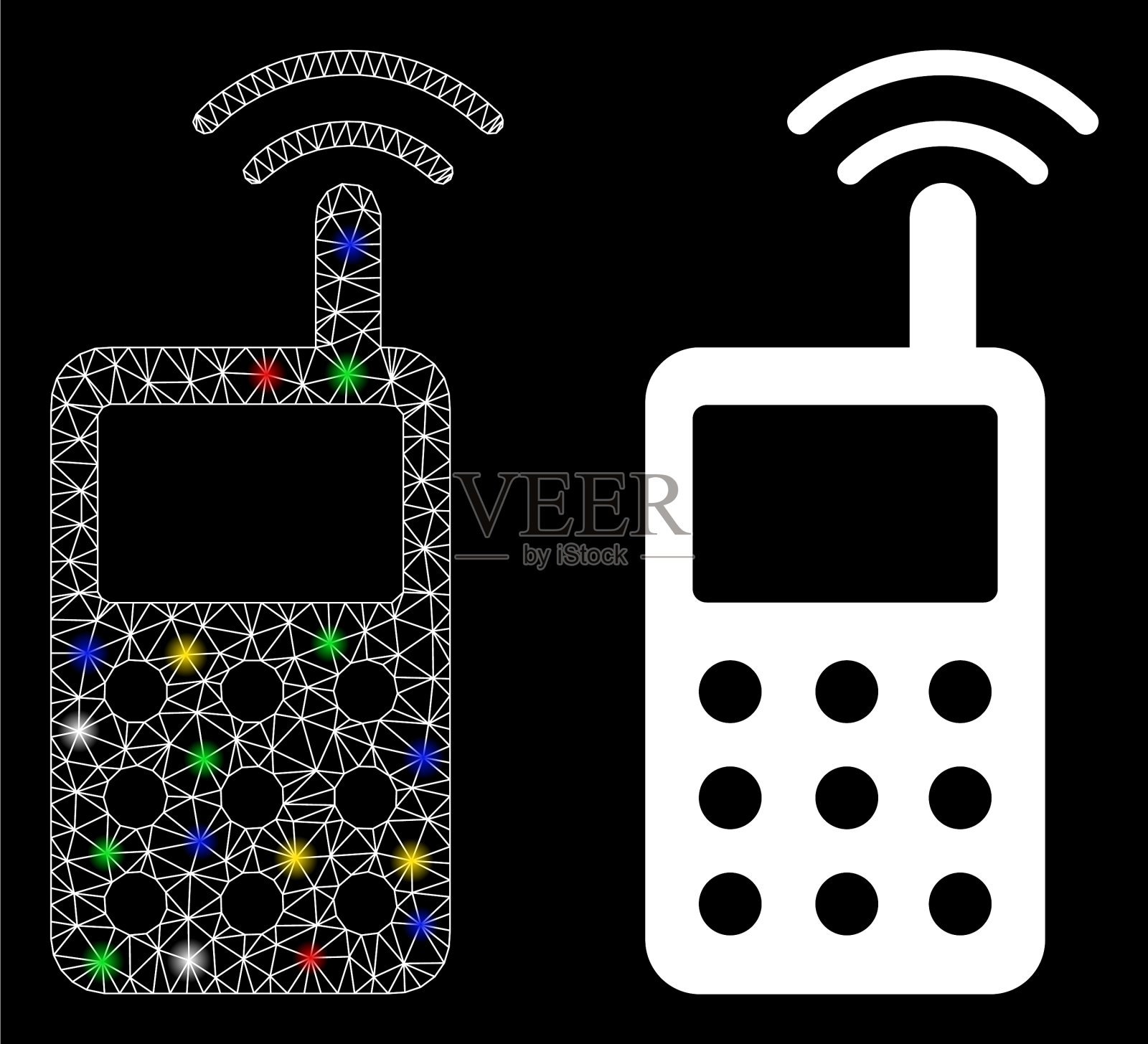 耀斑网线架无线电发射机信号图标素材