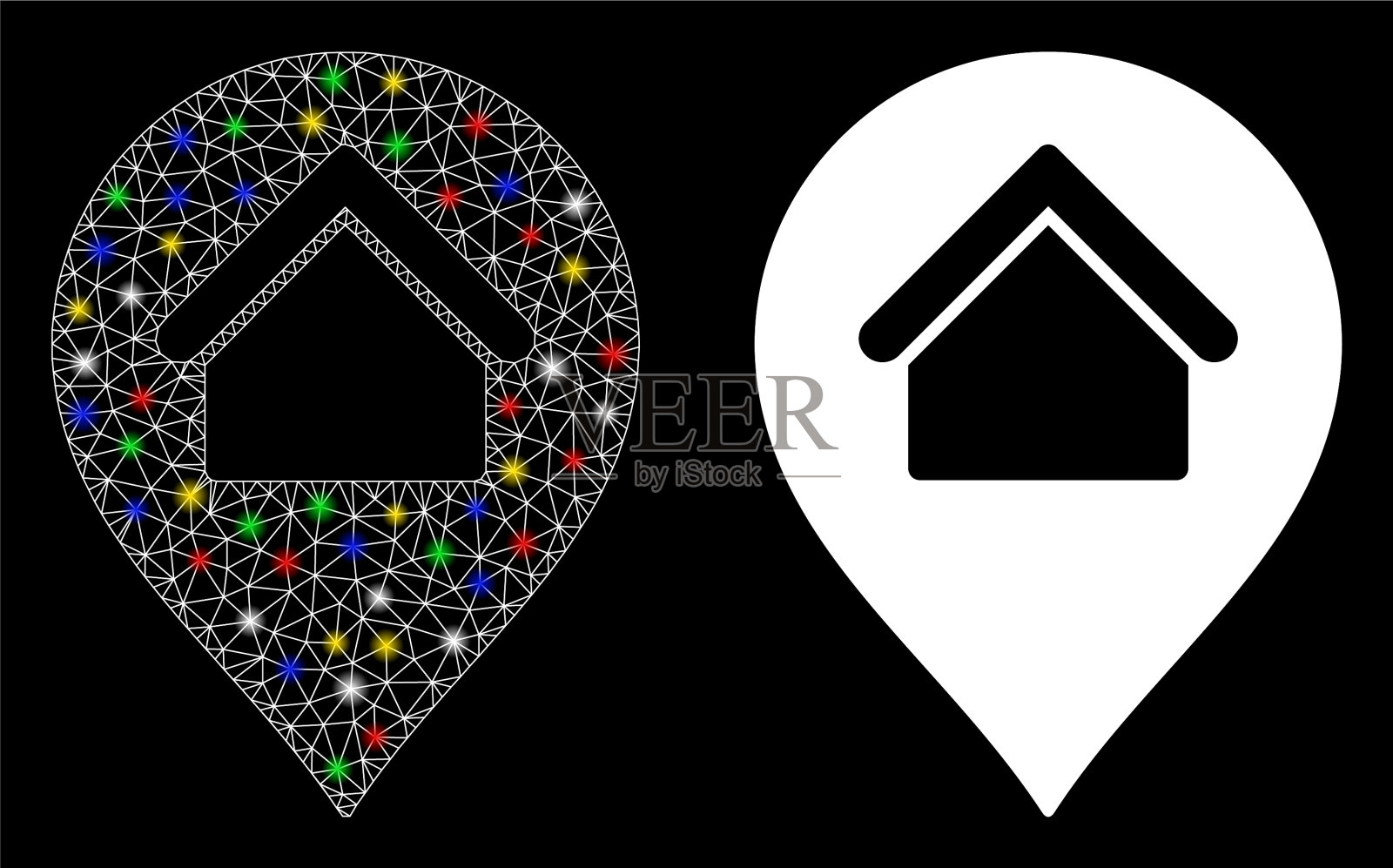 发光的网格网络home标记图标耀斑图标素材