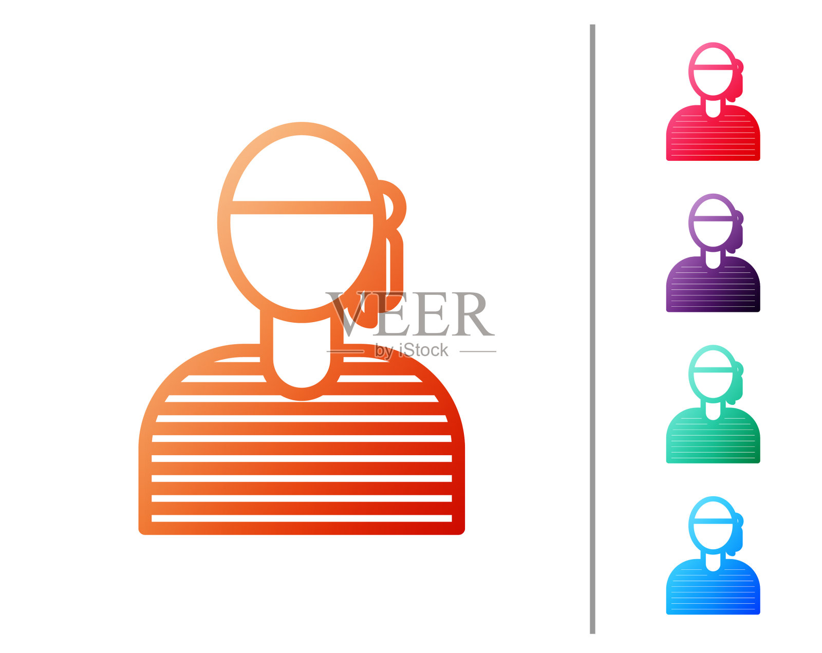 红色线水手船长图标孤立在白色图标素材
