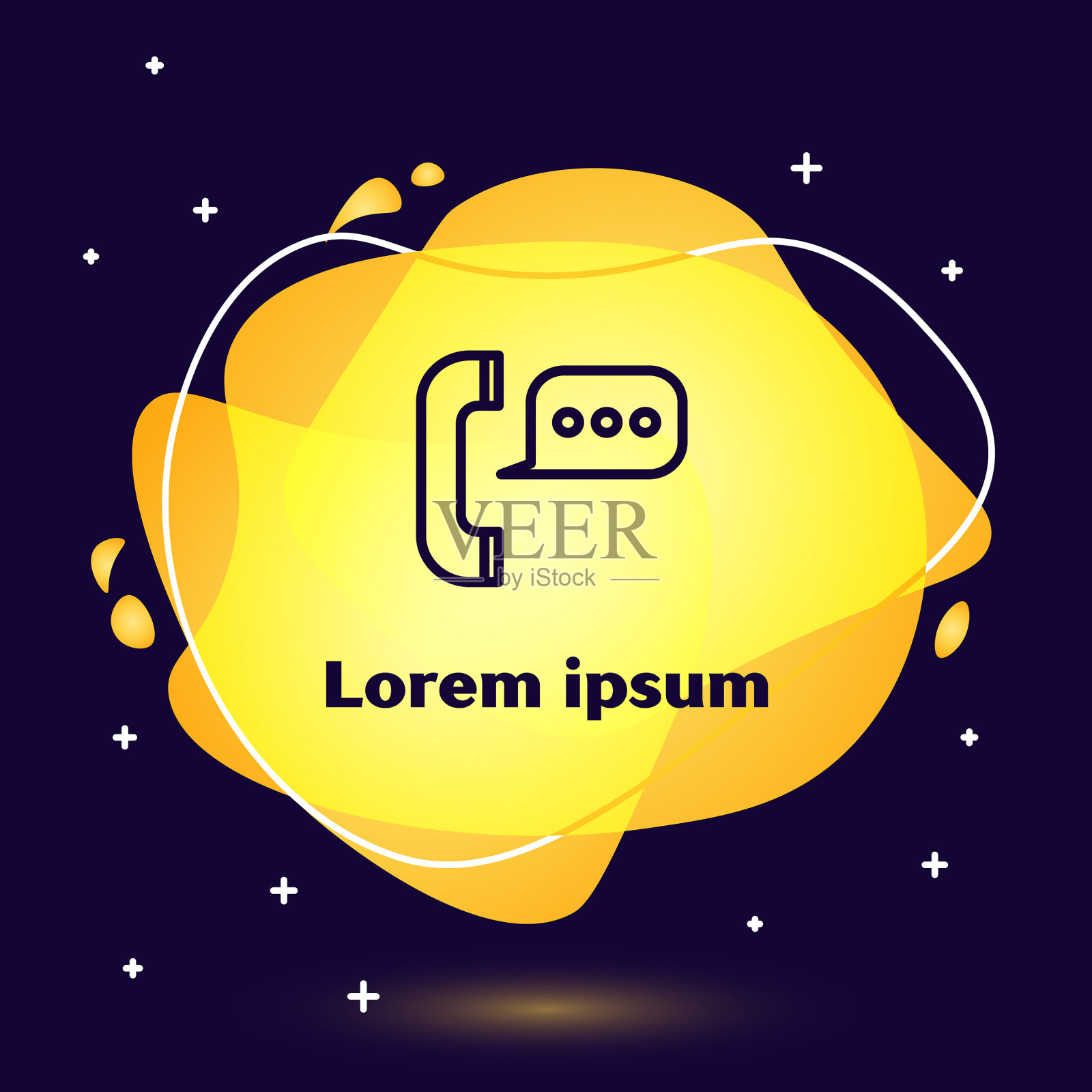 黑线电话与语音气泡聊天图标插画图片素材