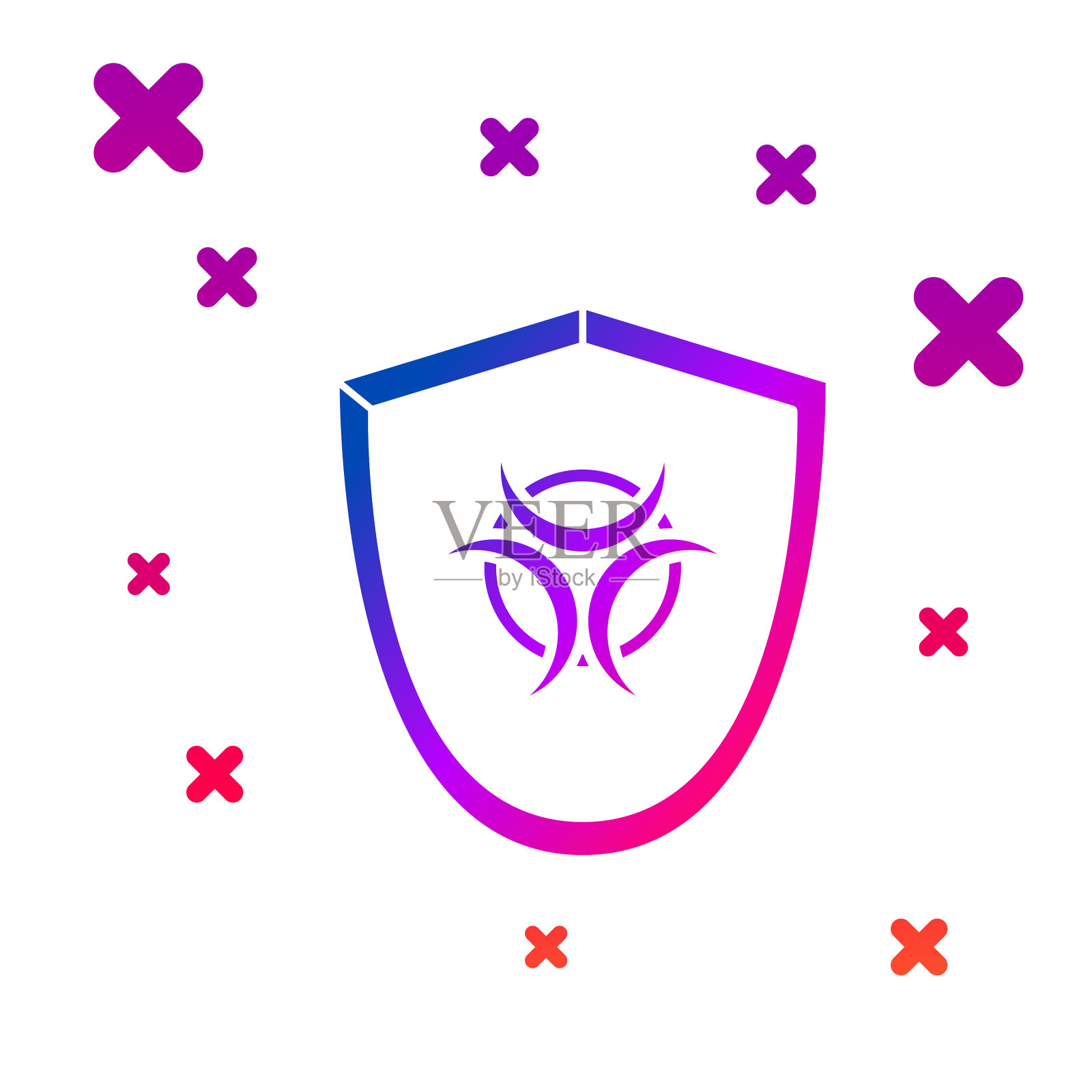 隔离盾图标上的生物危害标志颜色插画图片素材