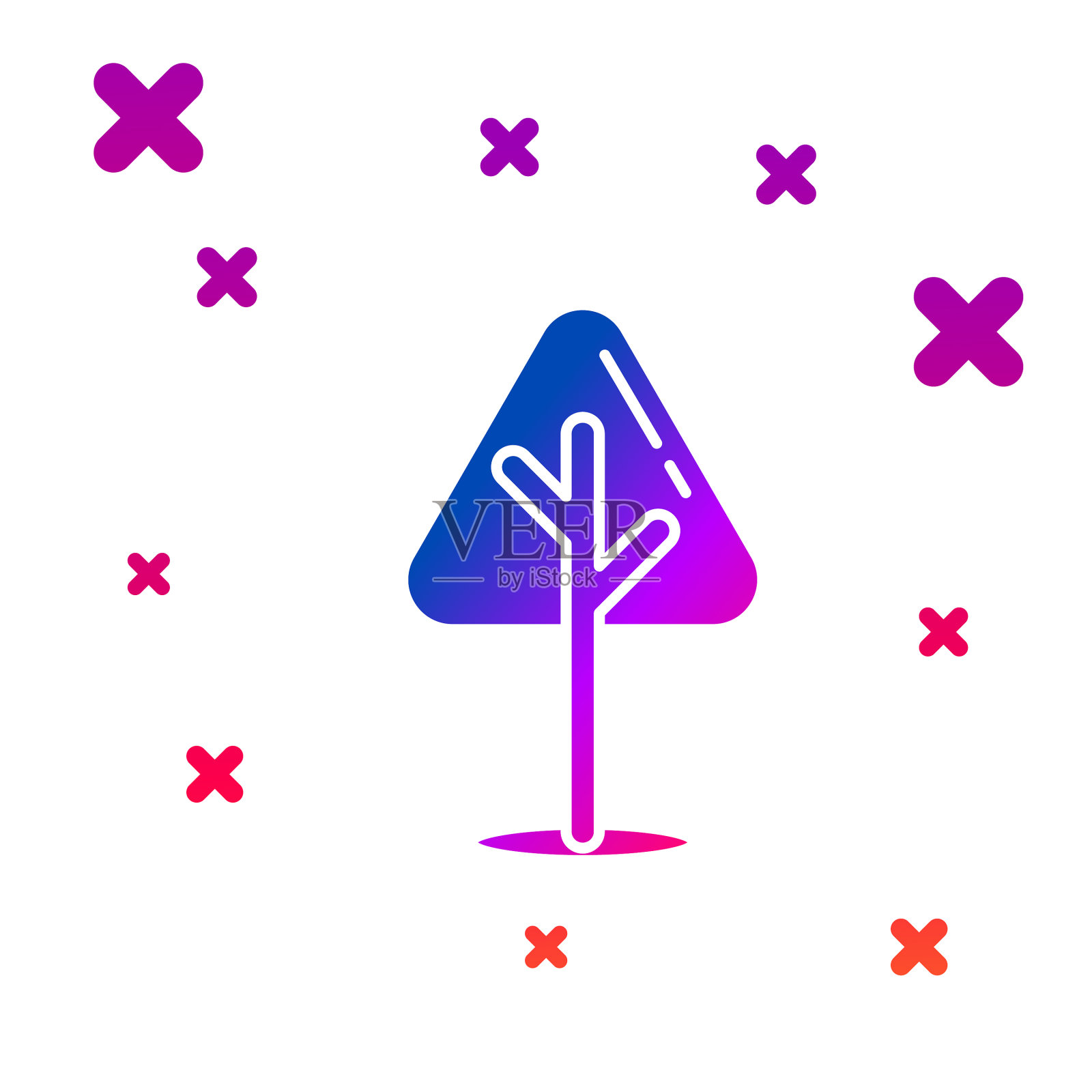 彩色圣诞树图标孤立在白色图标素材