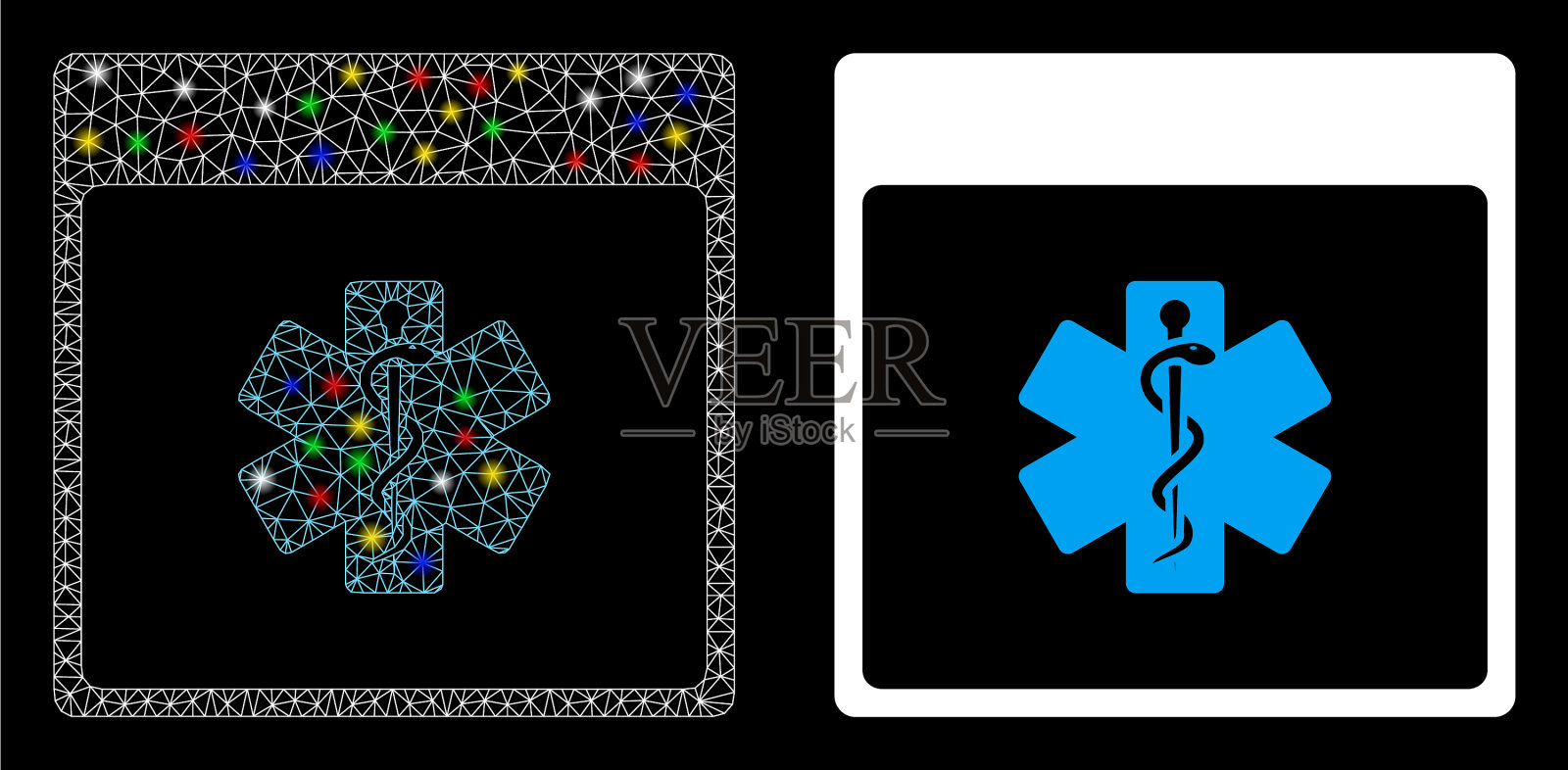 耀斑网格2d医疗生命之星日历页面图标插画图片素材