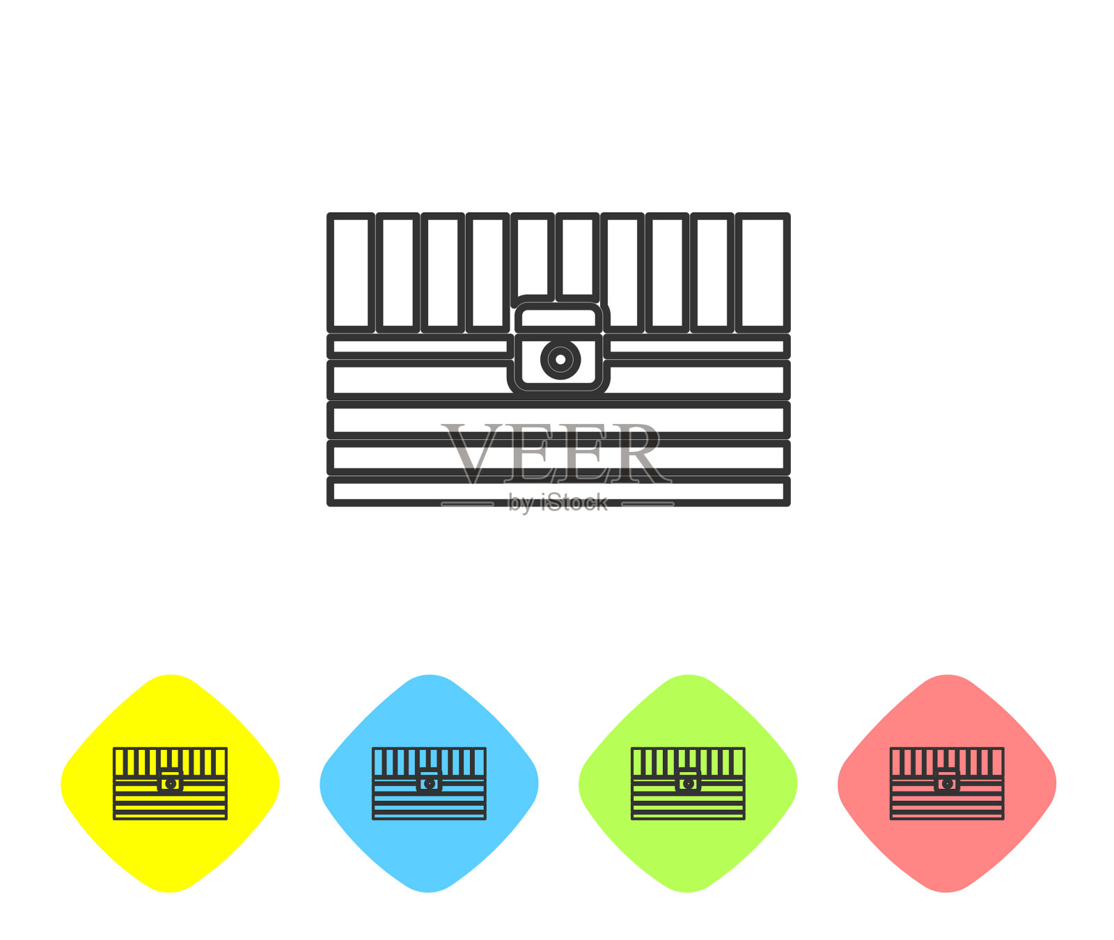 灰线古董宝箱图标孤立上图标素材