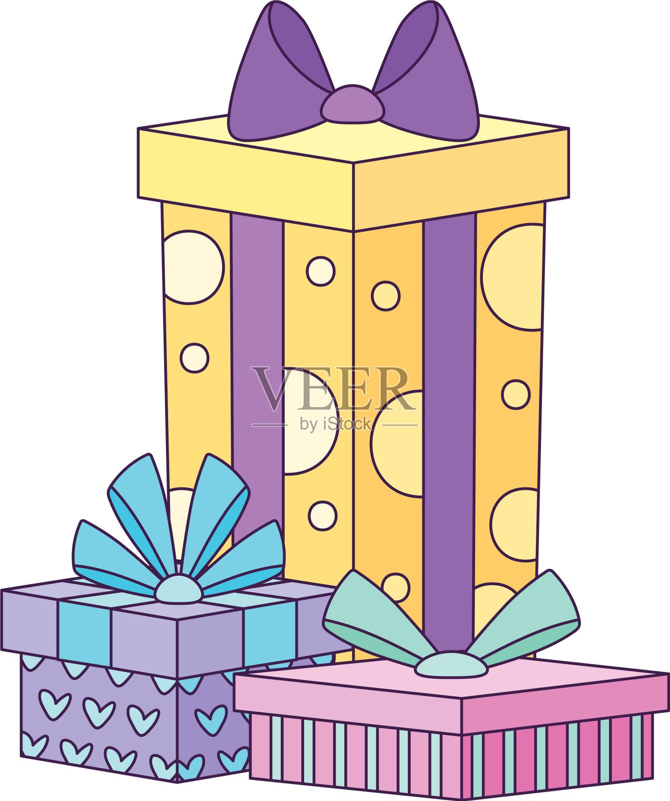 孤立的礼物与领结设计设计元素图片