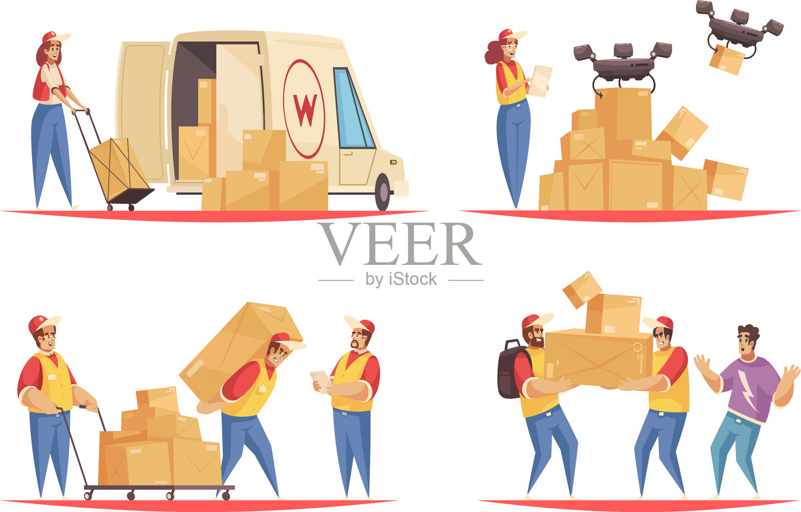 输送平面组合装置插画图片素材