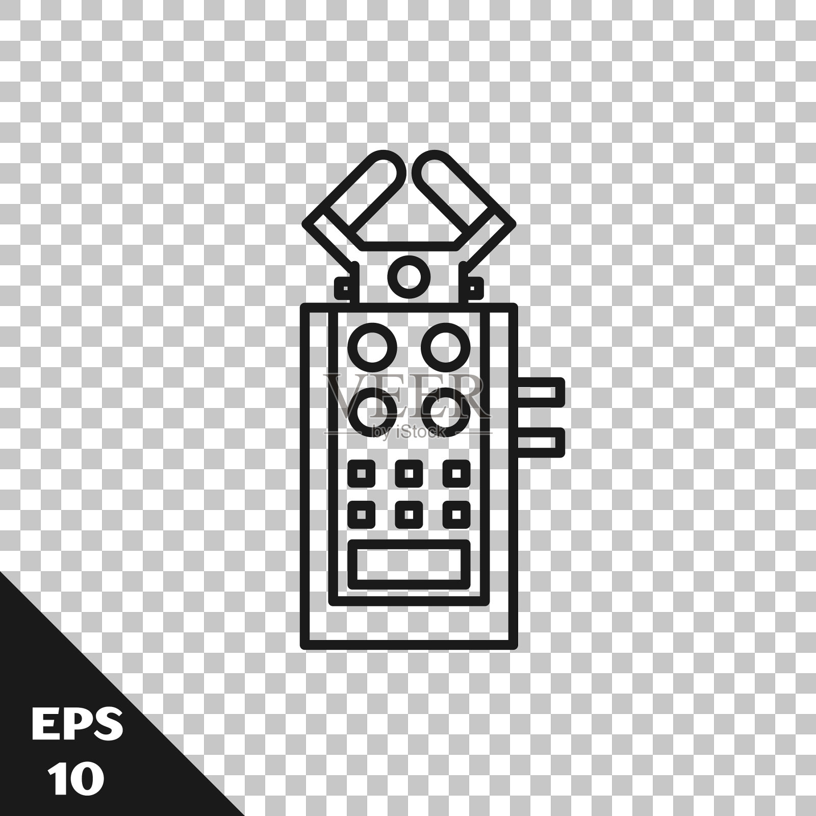 黑线麦克风图标隔离透明插画图片素材