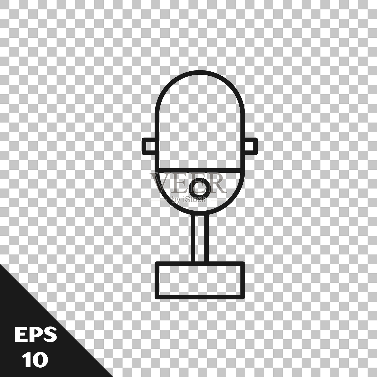 黑线麦克风图标隔离透明插画图片素材