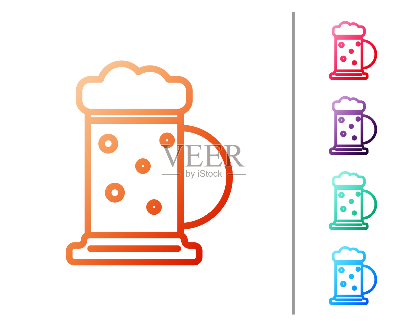 红色线木制啤酒杯图标孤立在白色图标素材