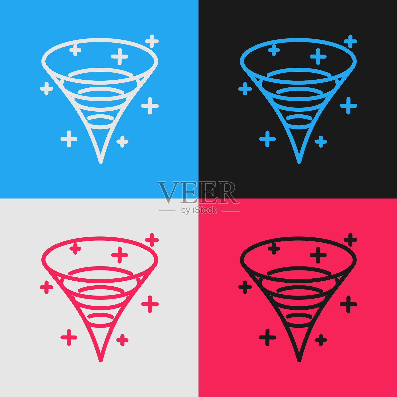 色线黑洞图标孤立于色上插画图片素材