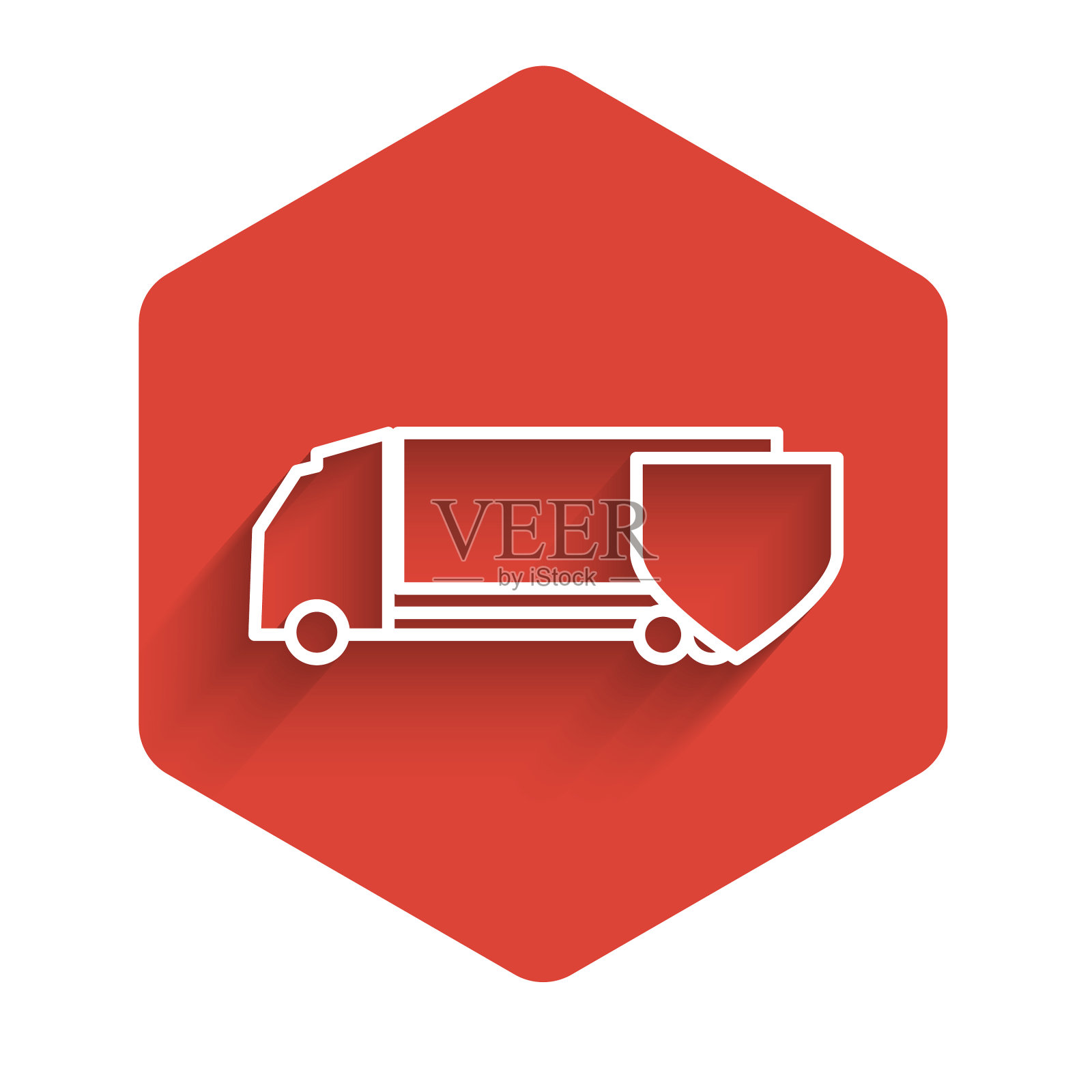 带盾牌图标的白线送货卡车插画图片素材