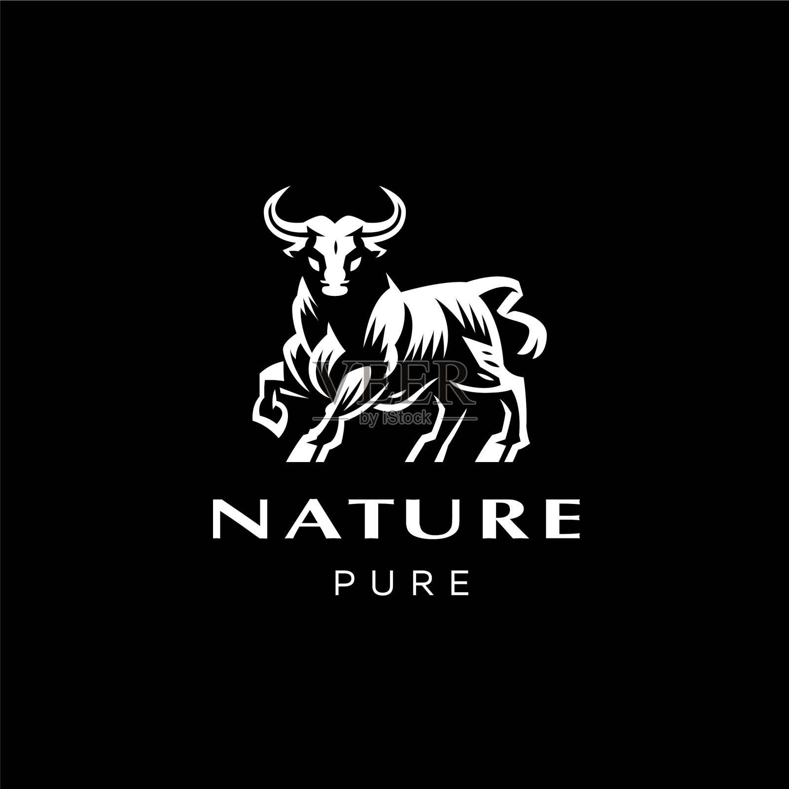 有角的肌肉公牛插画图片素材