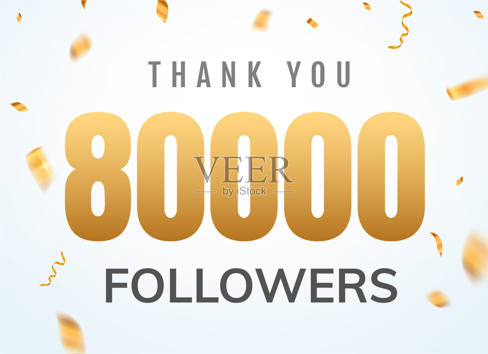 谢谢80000粉丝设计社交模板插画图片素材