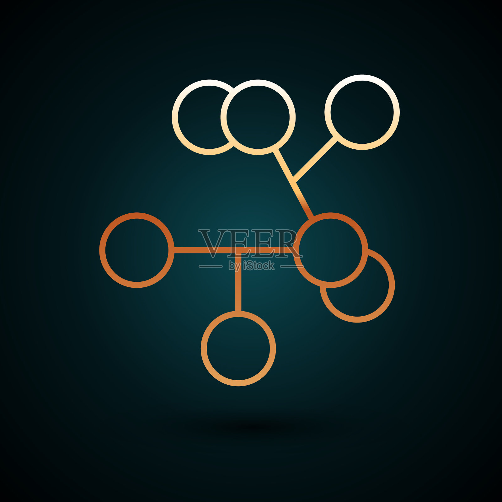 金线分子图标孤立在深蓝色插画图片素材