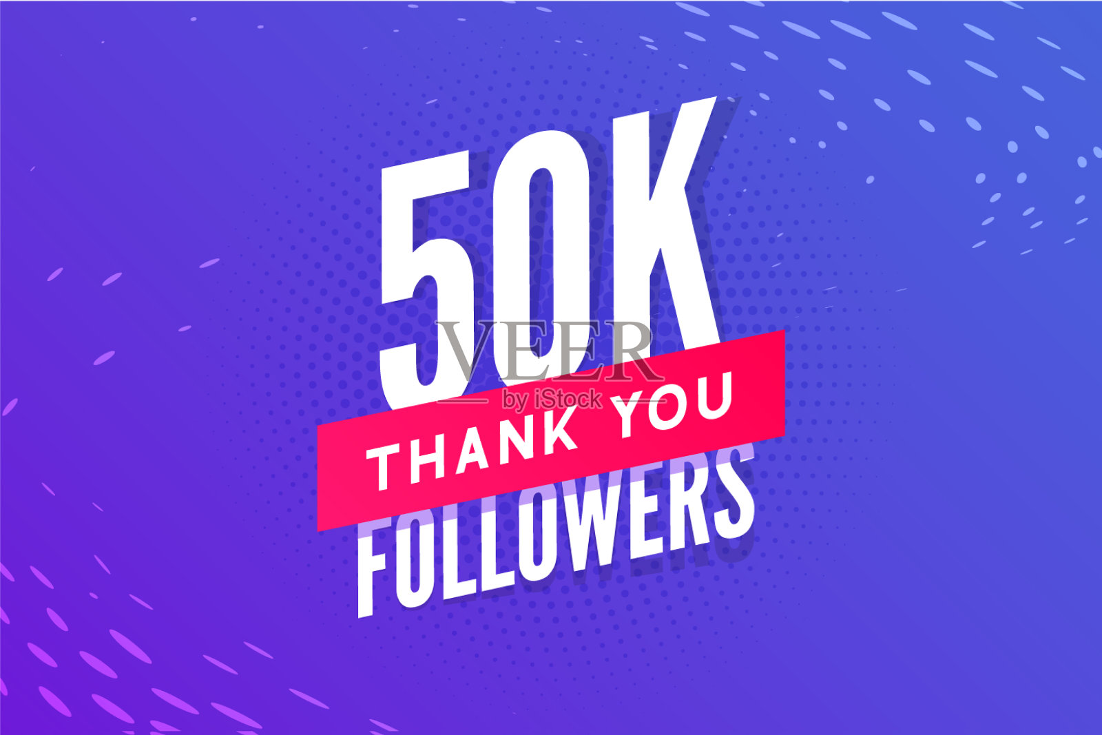 5万粉丝问候社交卡谢谢插画图片素材