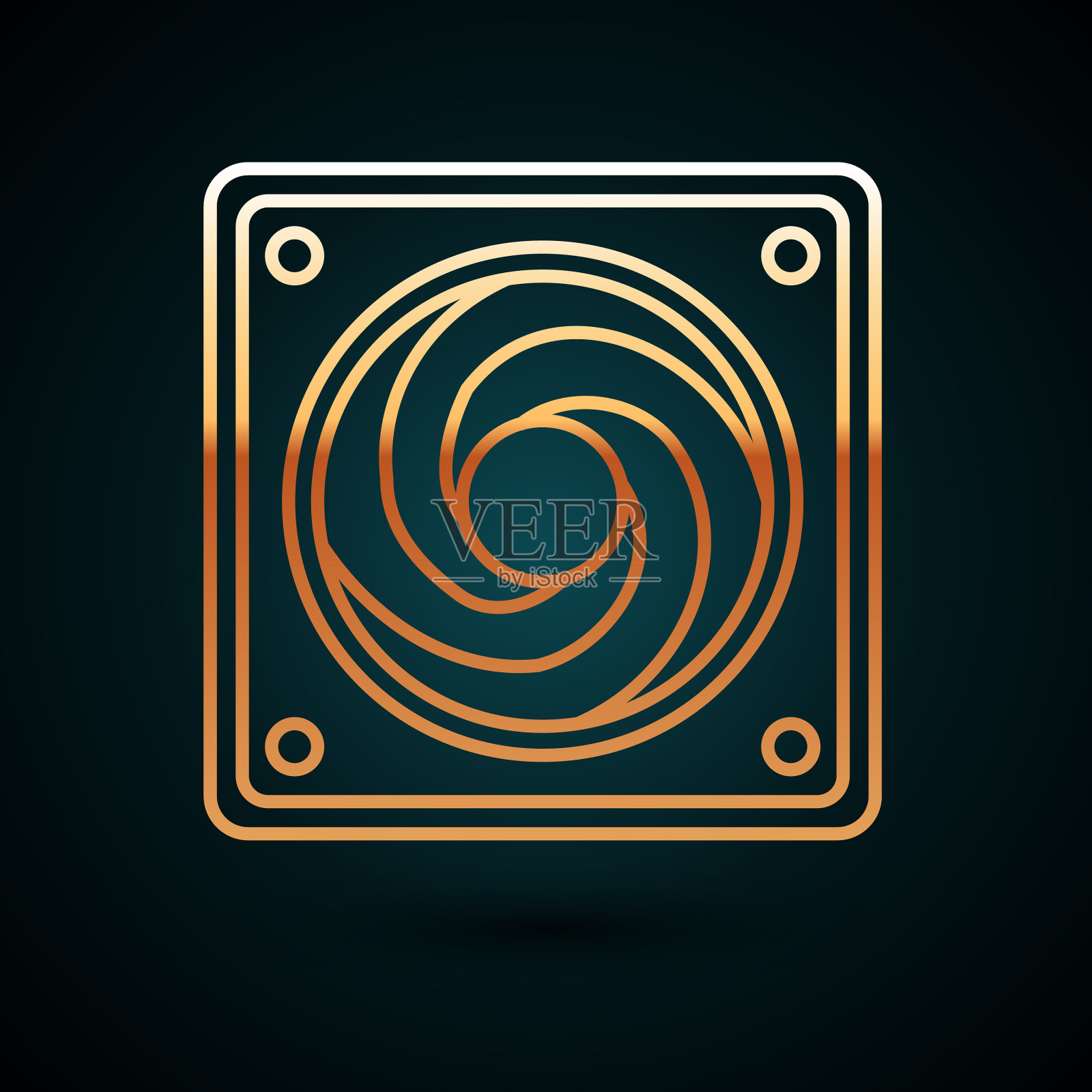 金线电脑冷藏箱图标孤立上暗插画图片素材