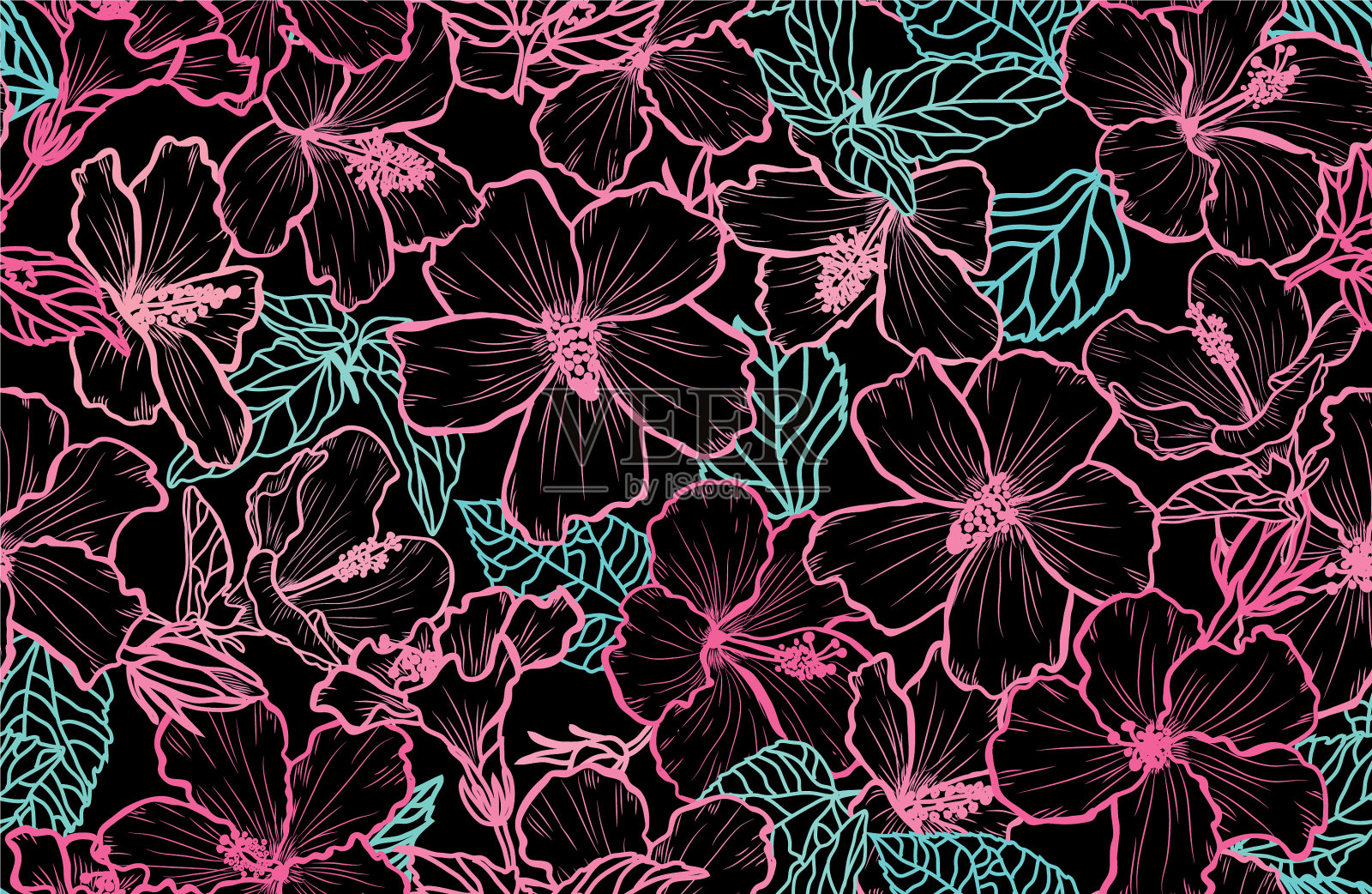 花卉无缝模式插画图片素材