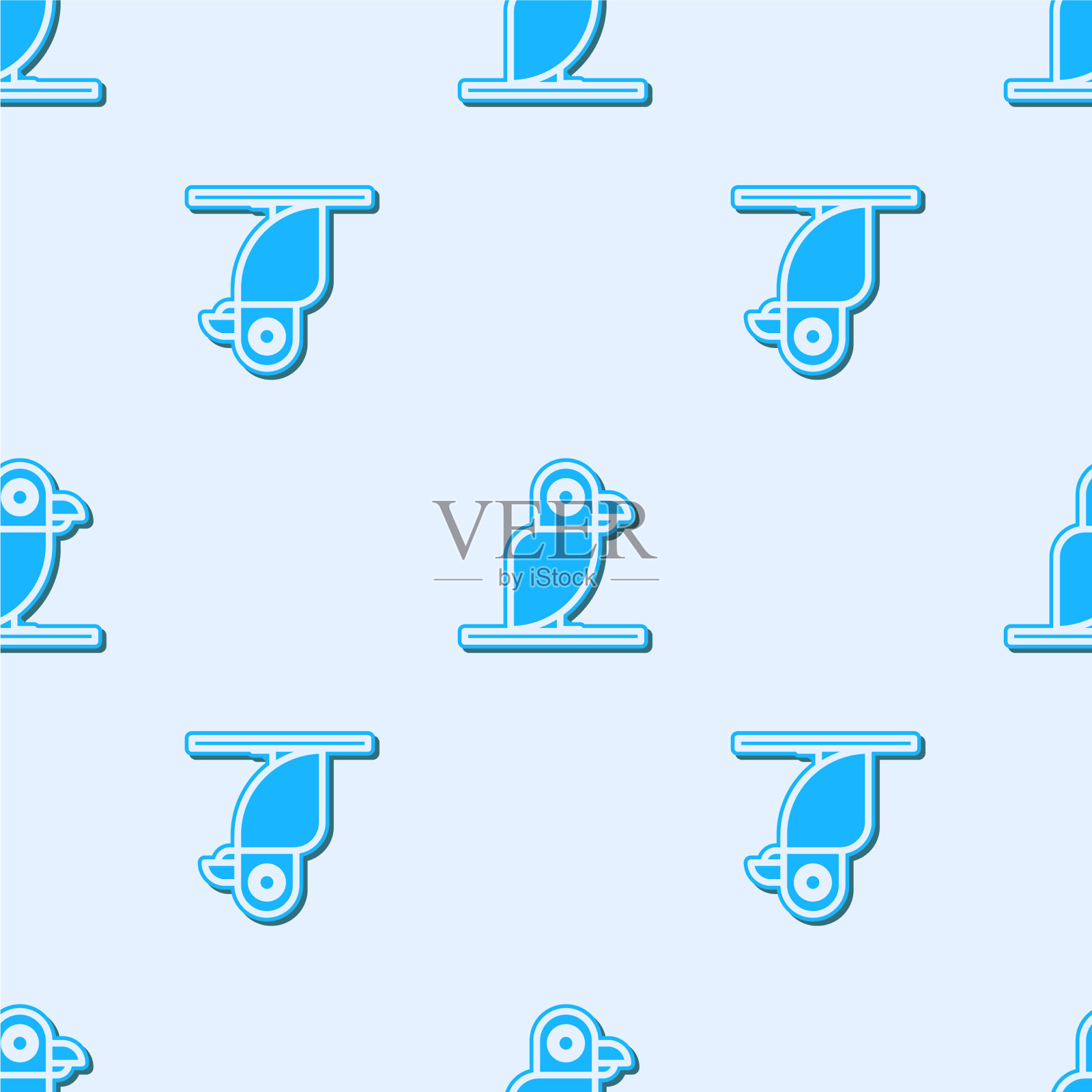 蓝线海盗鹦鹉图标隔离无缝插画图片素材