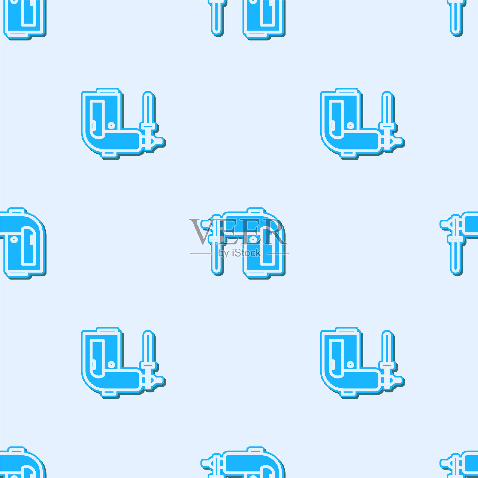 蓝线电动旋转锤钻插画图片素材