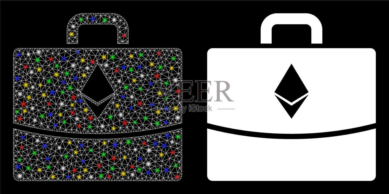 发光网线框架以太坊会计案例插画图片素材