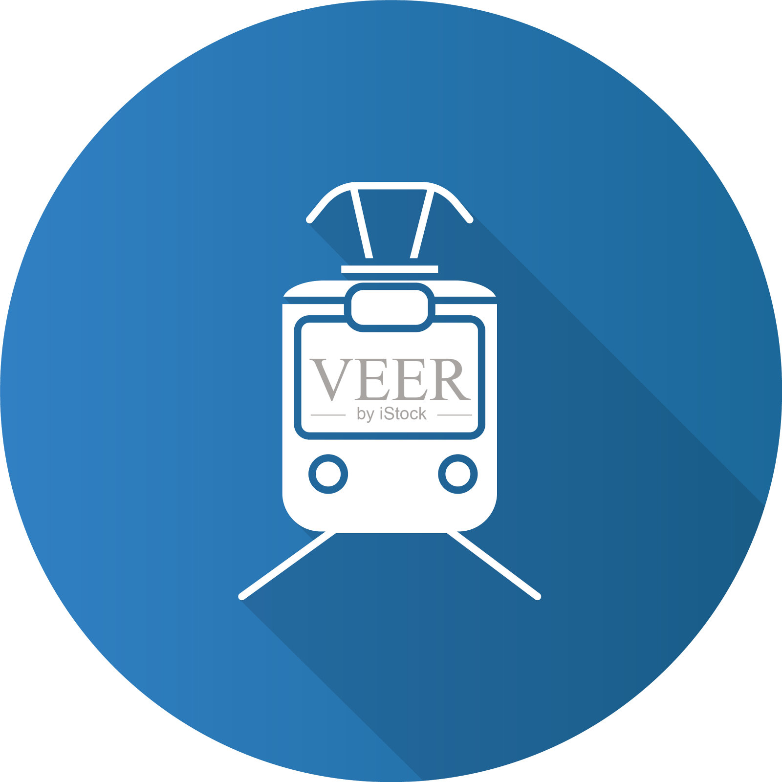 有轨电车平面设计长阴影字形图标图标素材