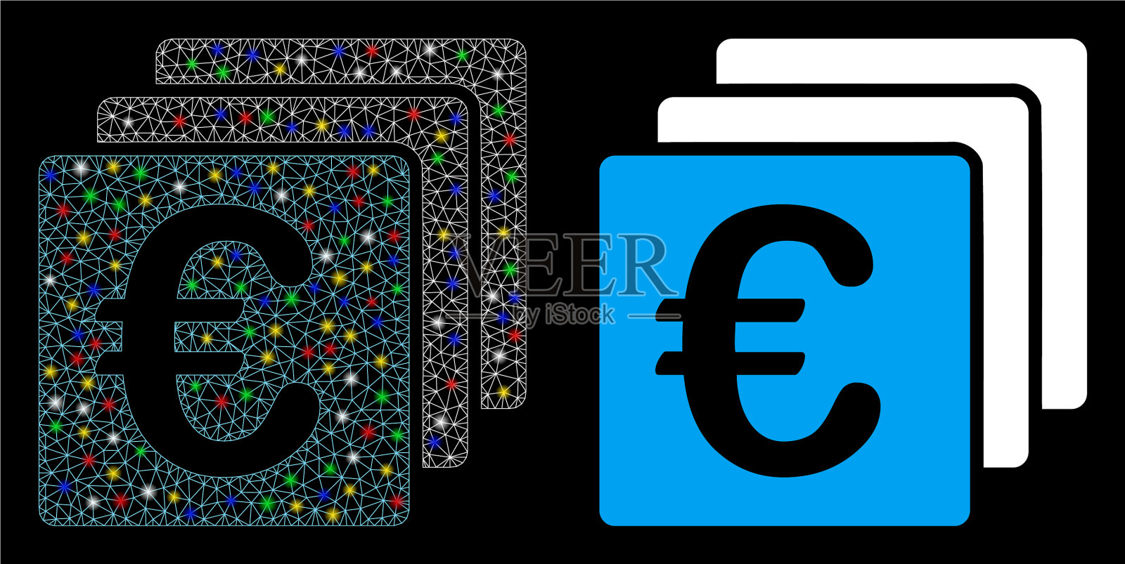 耀斑网钢丝架欧元财务图标插画图片素材