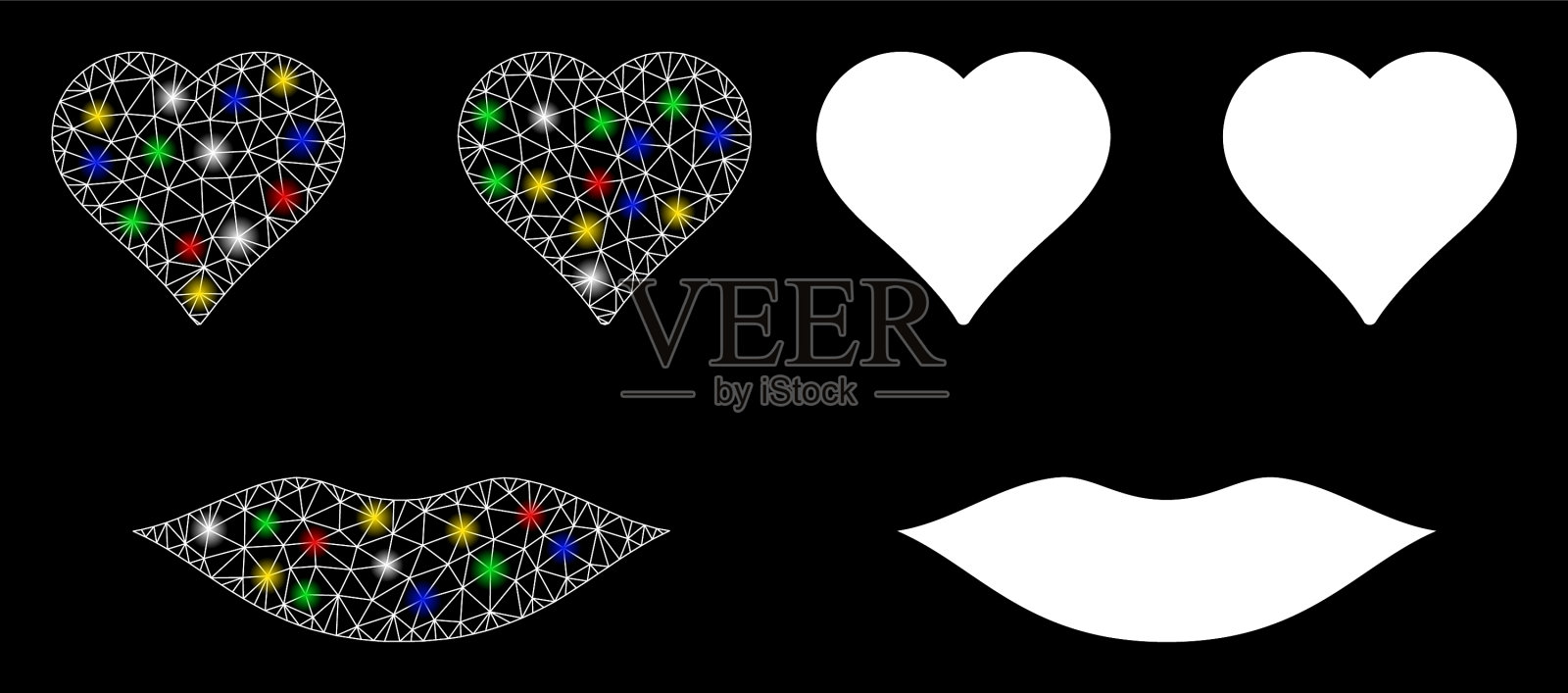 闪光网胴体女士爱的笑脸图标插画图片素材