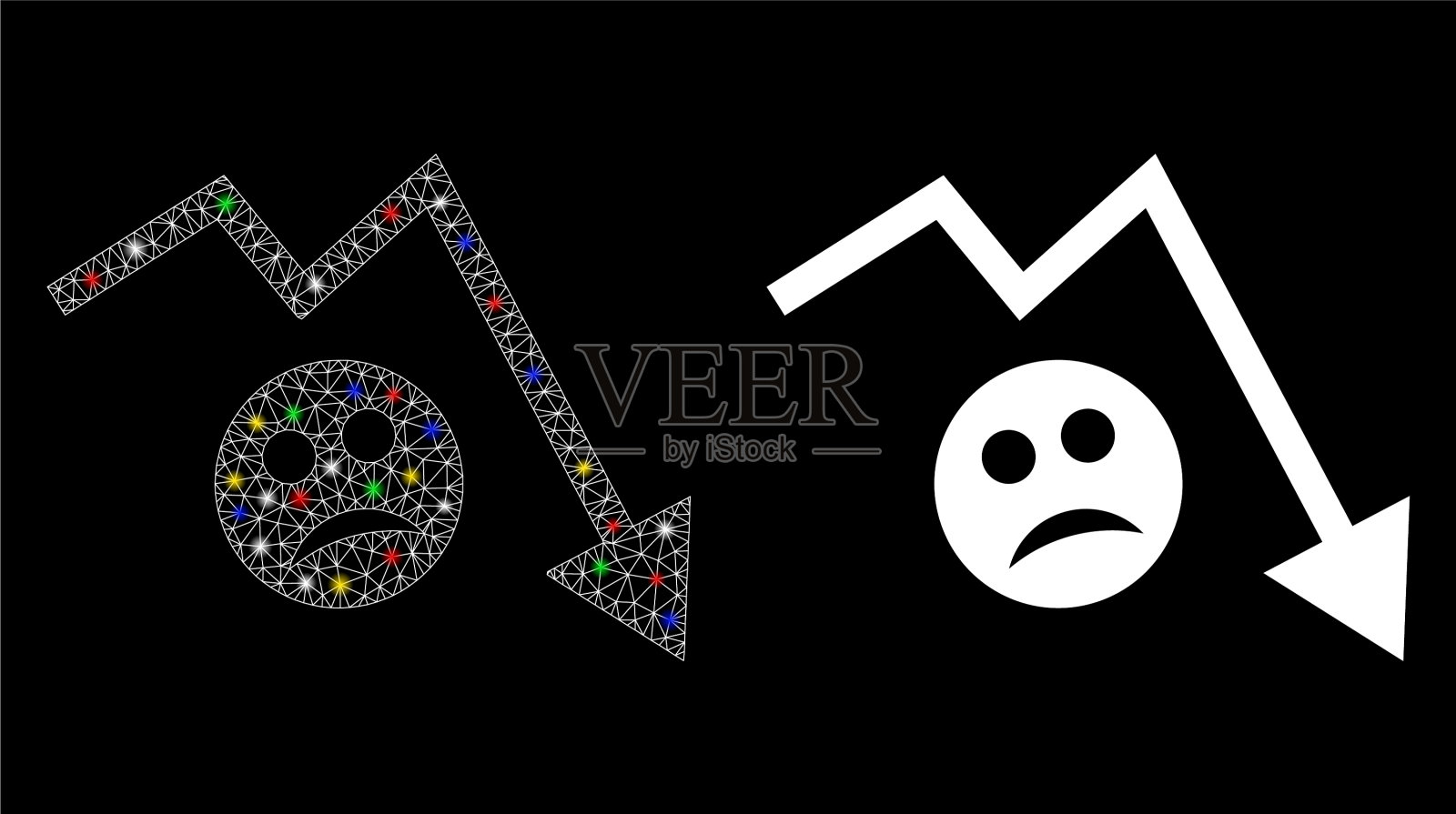 耀斑网线框凹陷趋势箭头图标图标素材