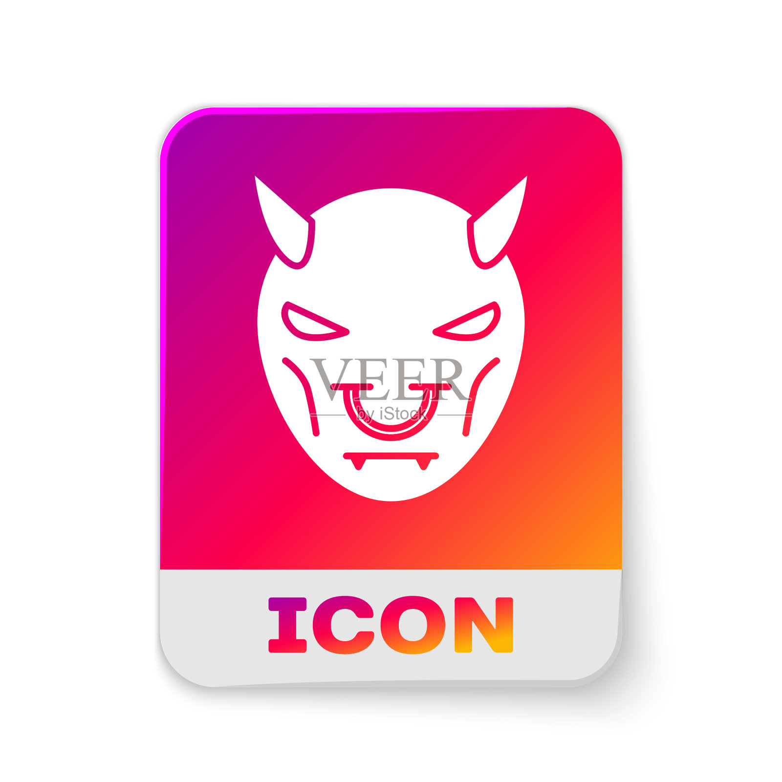 白色面具恶魔与角图标孤立图标素材