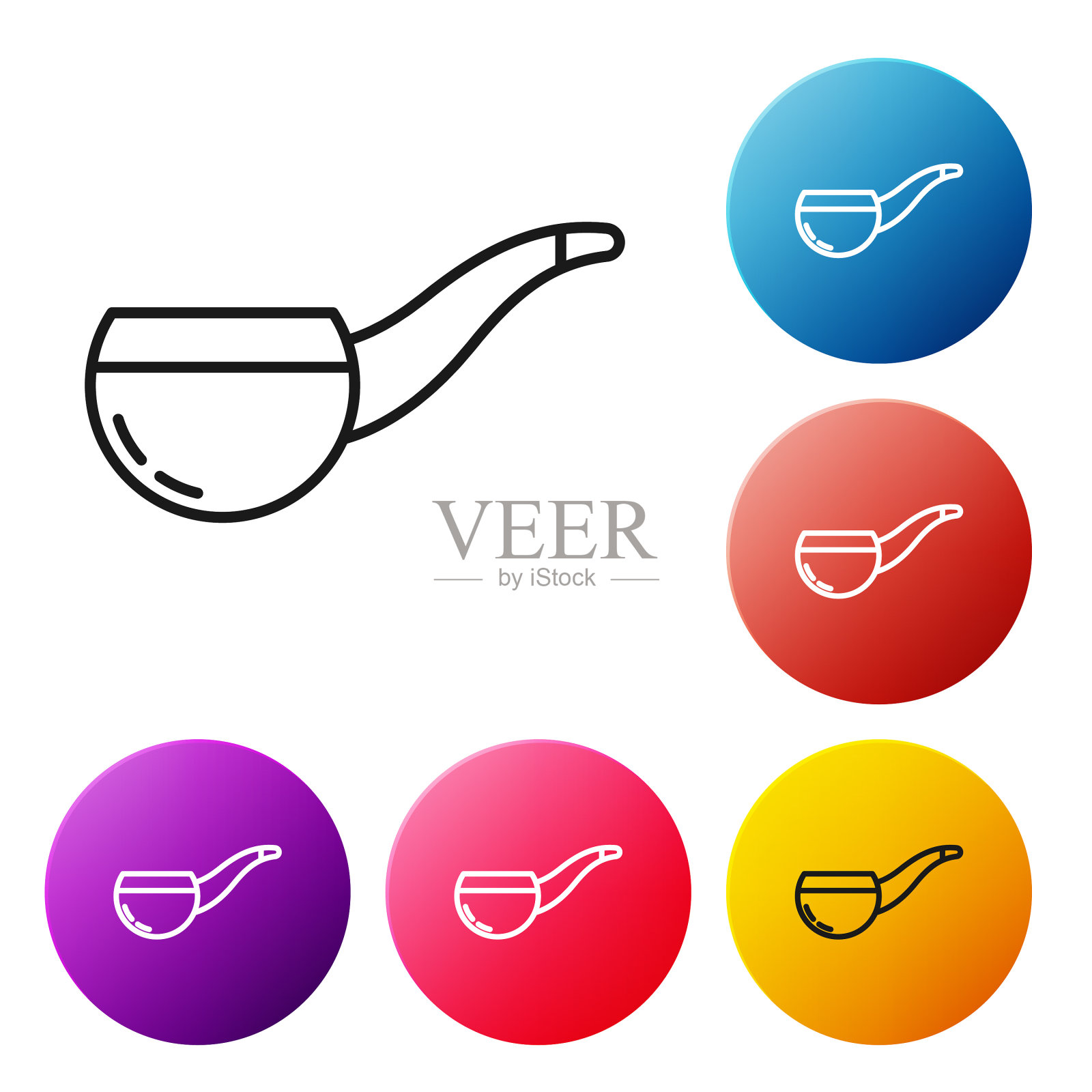 黑线烟管与烟雾图标隔离插画图片素材