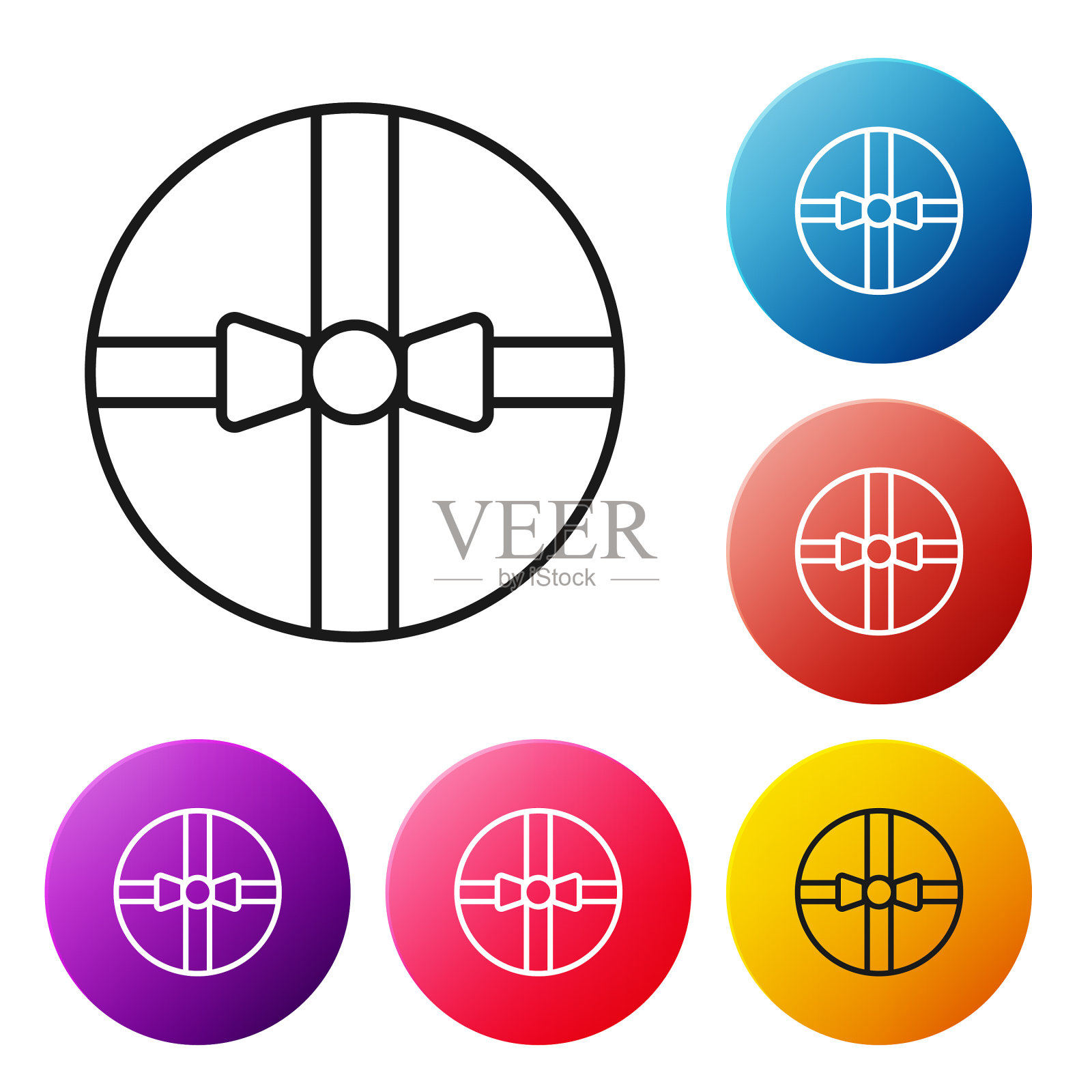 黑线礼品盒图标孤立在白色图标素材