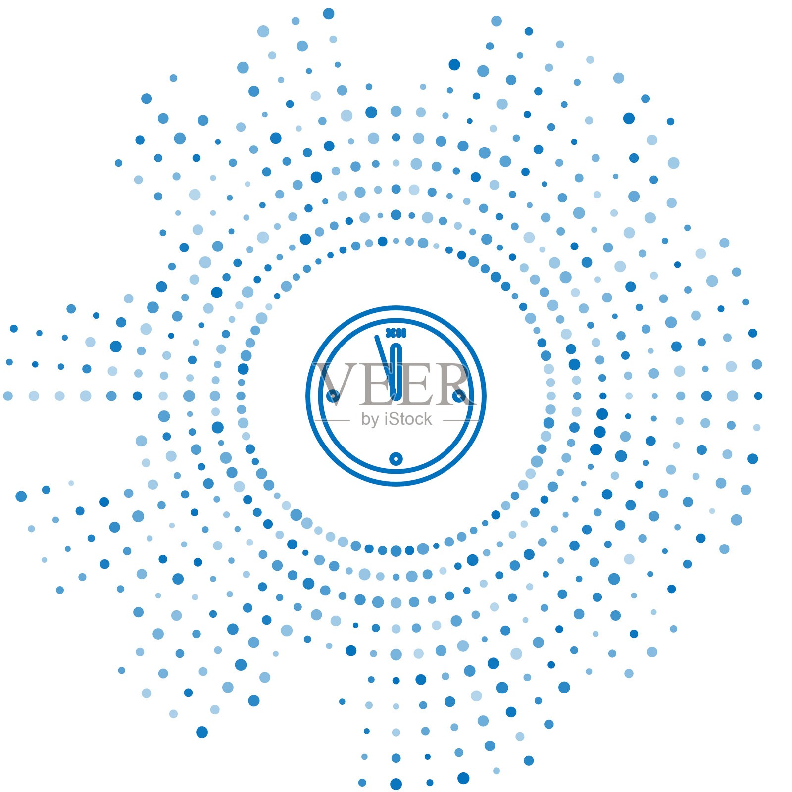 蓝色线时钟图标隔离在白色背景插画图片素材