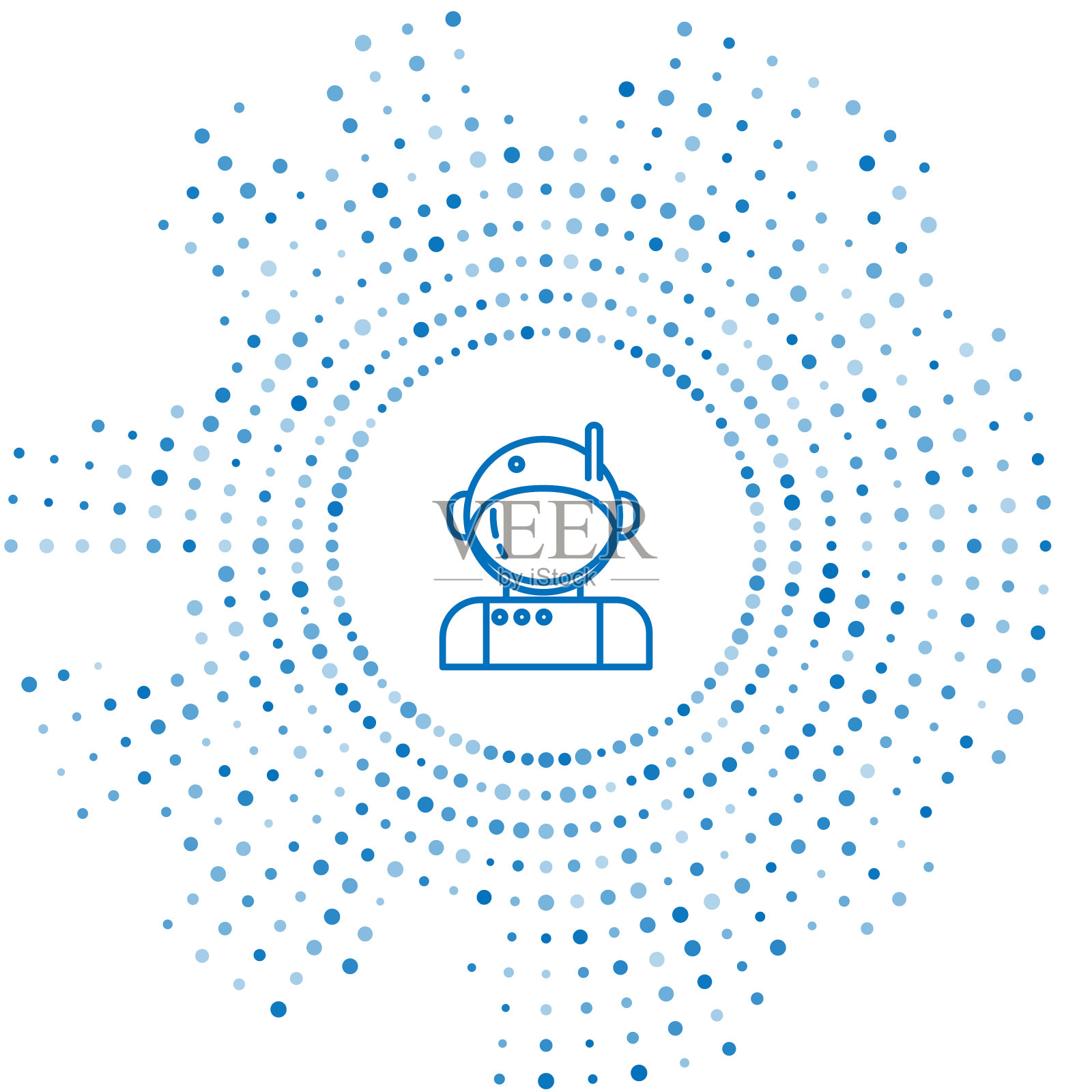 蓝线宇航员图标孤立在白色上插画图片素材