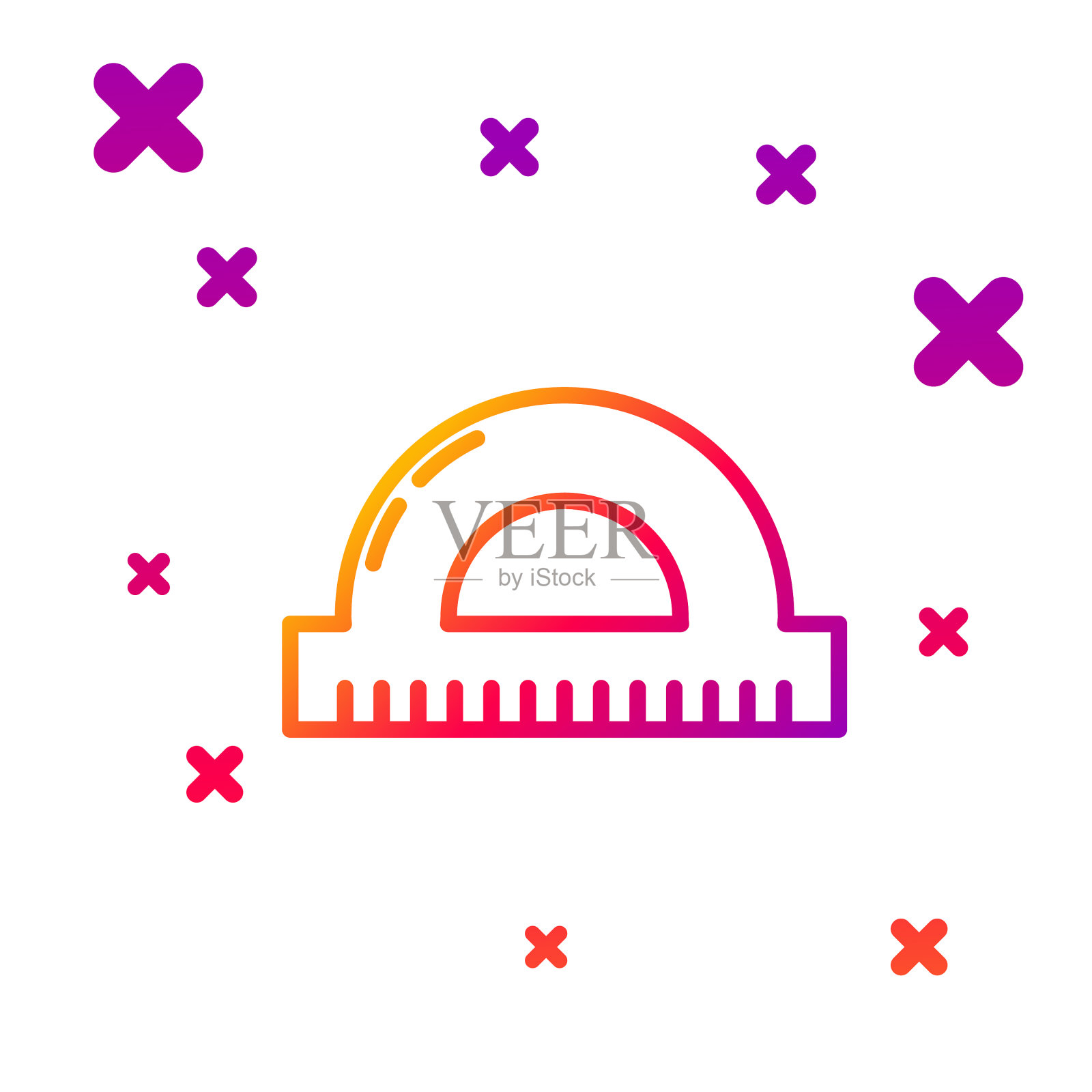 色线量角器网格用于测量度数图标素材
