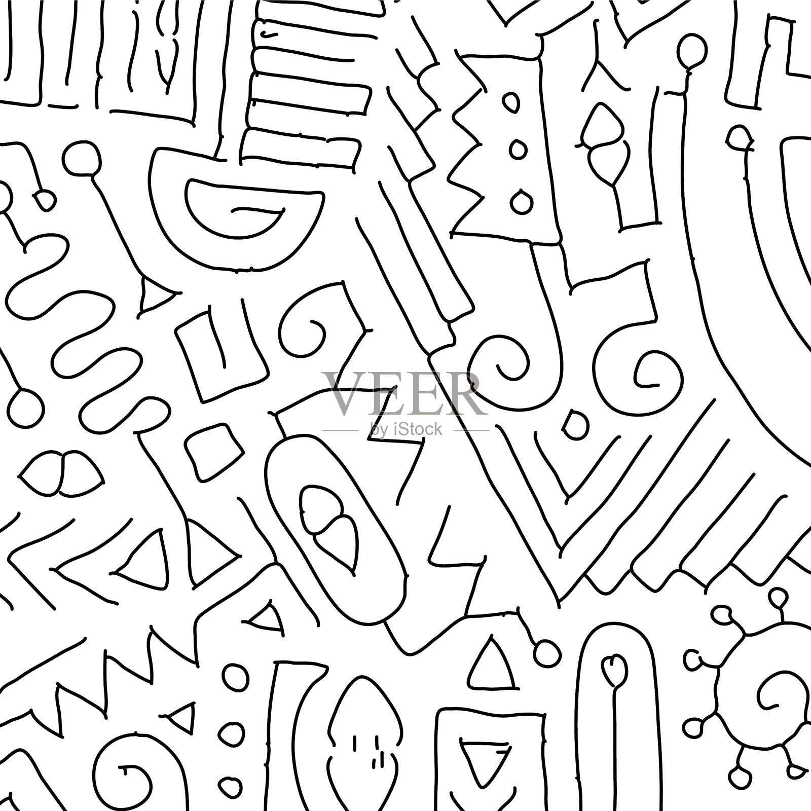 几何数字线和点涂鸦网络插画图片素材