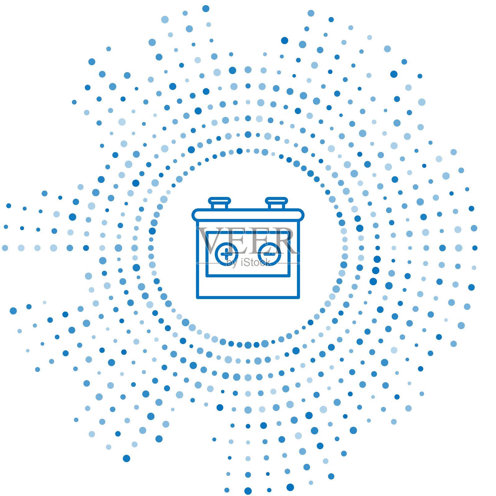 蓝色线汽车电池图标隔离在白色插画图片素材